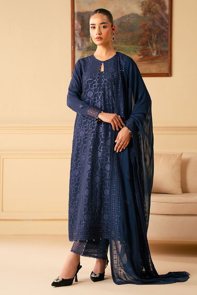 Cross Stitch | Luxe Atelier 25 | INDIGO BLUE - by - Libasekhas UK - Registered Vendor of : Cross Stitch - 100% Original Designer Dresss