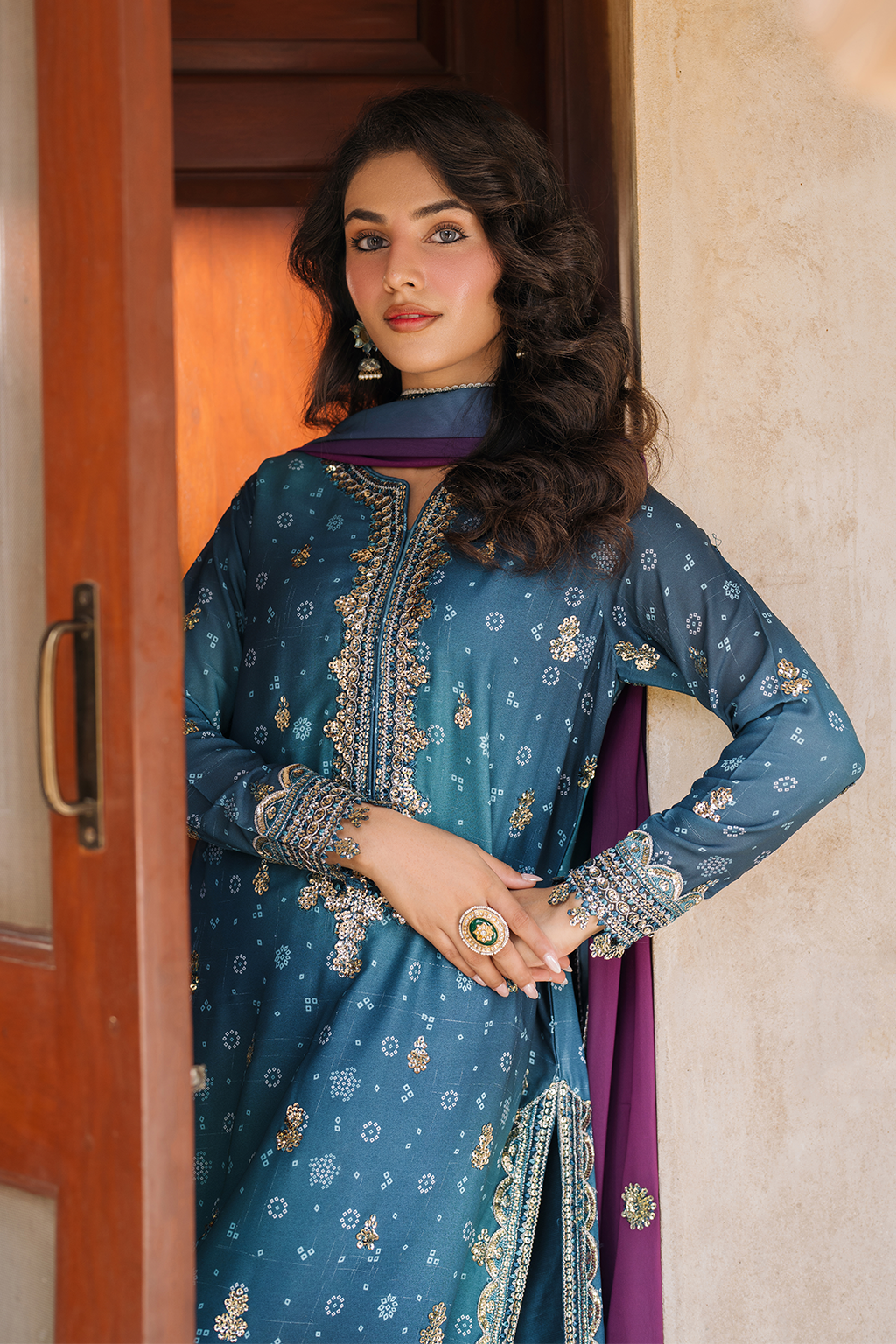 Iznik | Bandhani Formals | UE-335 - by - Libasekhas UK - Registered Vendor of : Iznik - 100% Original Designer Dresss