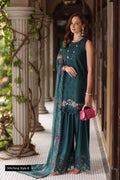 Noor by Saadia Asad | Eid Luxury Schiffli Laserkari 25 | D5- Teal - by - Libasekhas UK - Registered Vendor of : Noor by Saadia Asad - 100% Original Designer Dresss