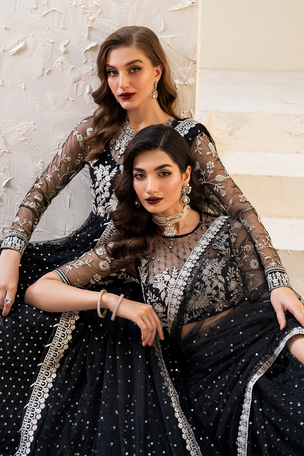 Iznik | Chinnon Chiffon | CC-50 Embroidered Net - by - Libasekhas UK - Registered Vendor of : Iznik - 100% Original Designer Dresss