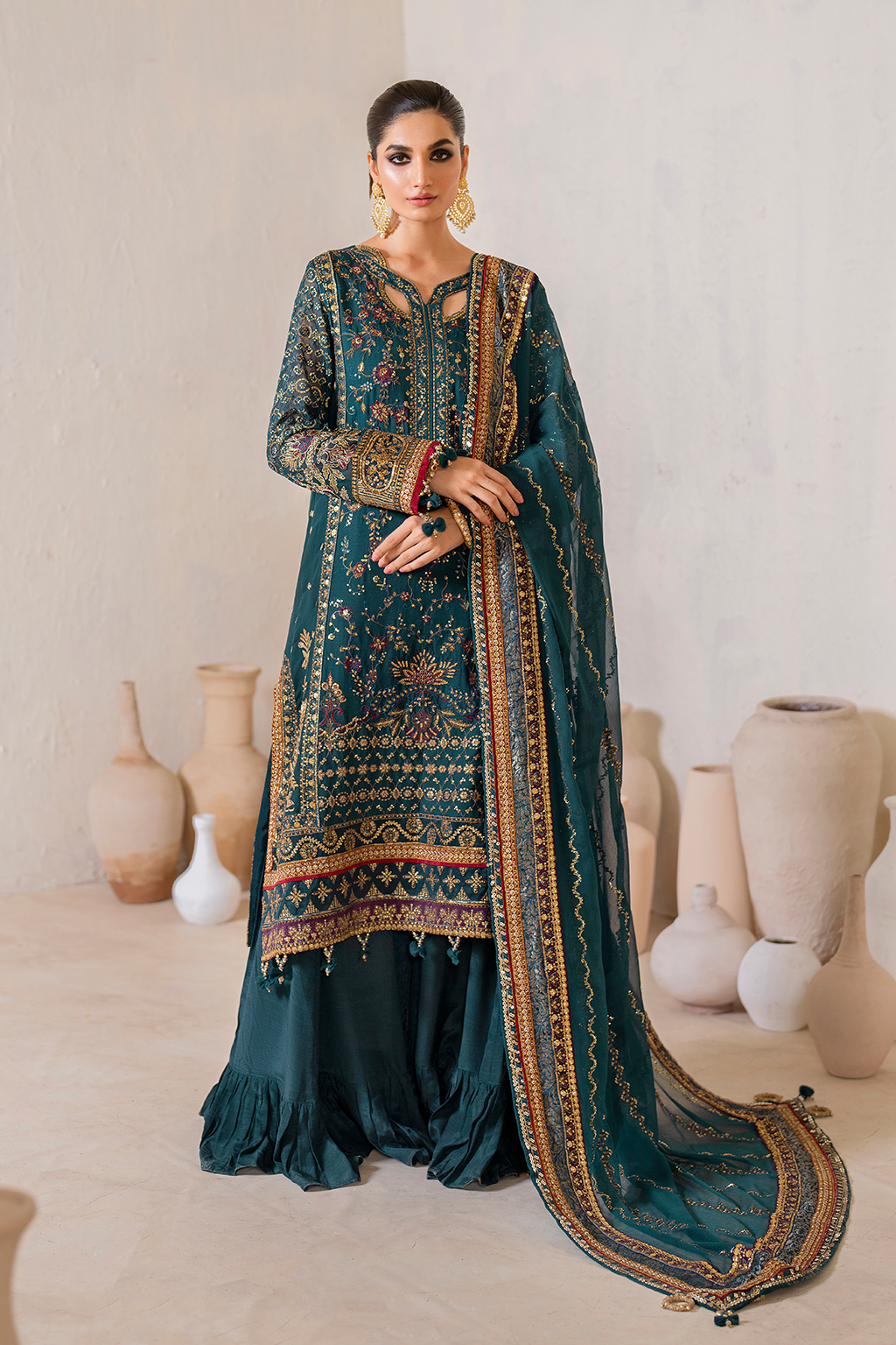 Iznik | Chinnon Chiffon | CC-46 Embroidered Chiffon - by - Libasekhas UK - Registered Vendor of : Iznik - 100% Original Designer Dresss