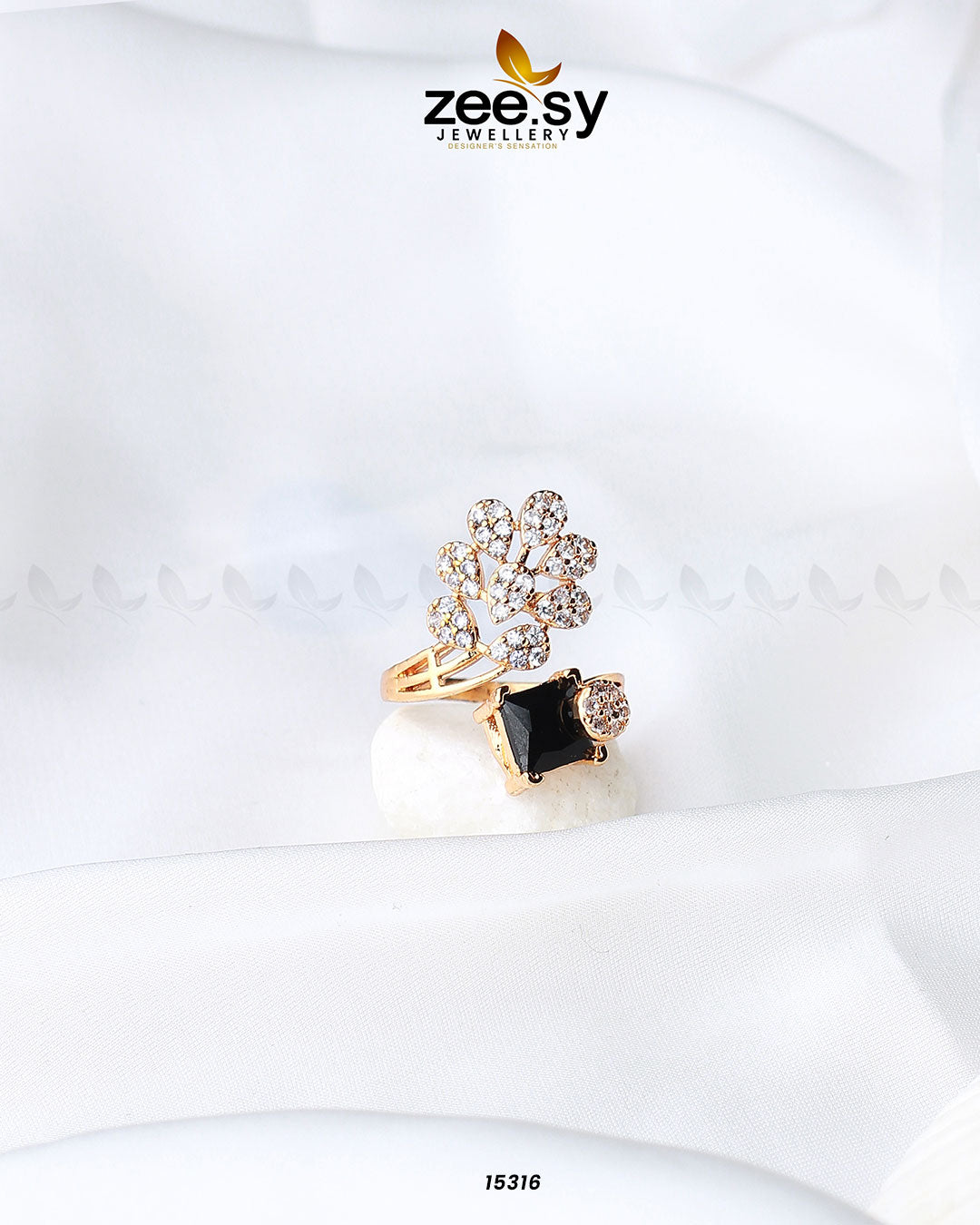 Delicate Leaf Ring - by - Libasekhas UK - Registered Vendor of : Zeesy - 100% Original Designer Dresss