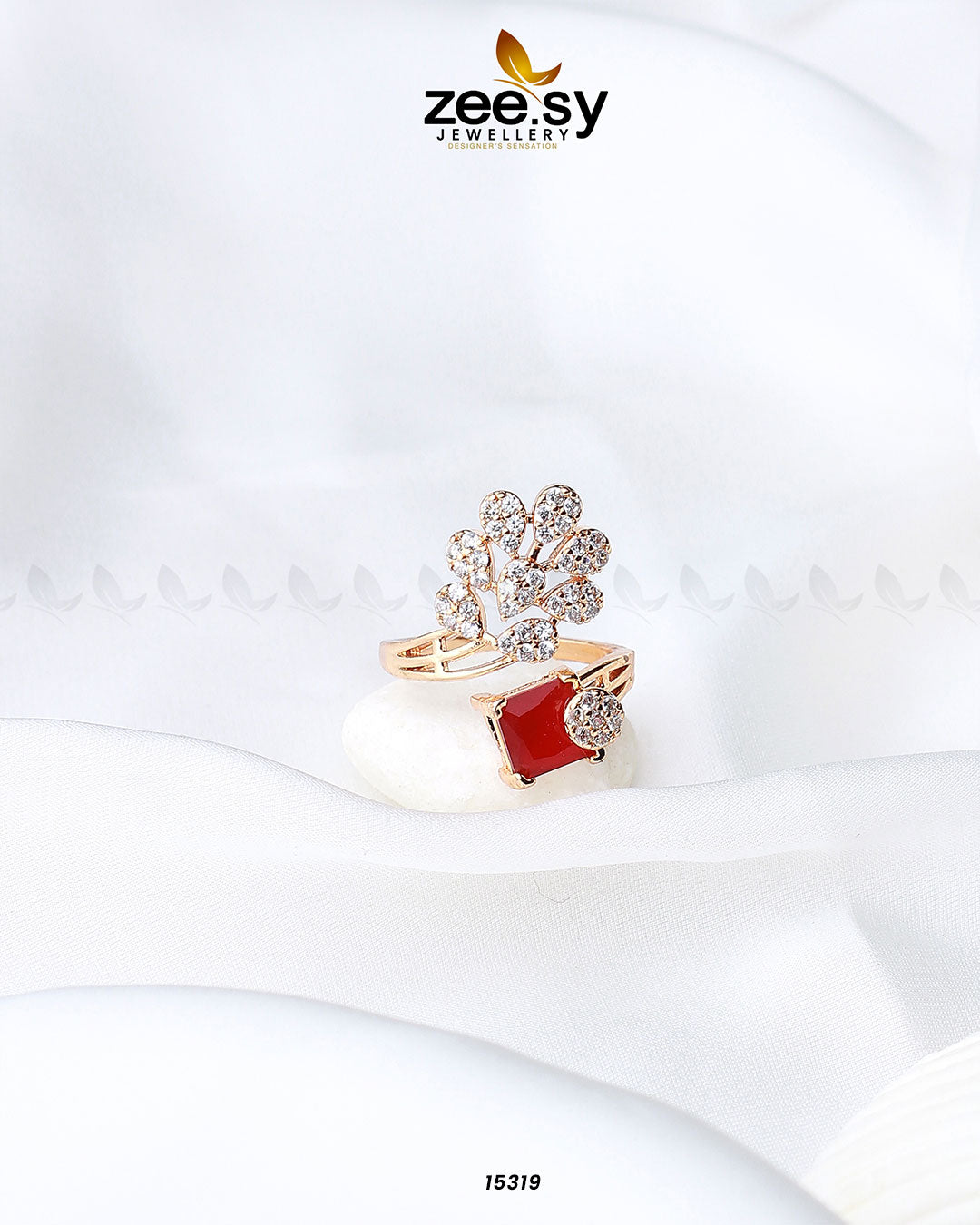 Delicate Leaf Ring - by - Libasekhas UK - Registered Vendor of : Zeesy - 100% Original Designer Dresss