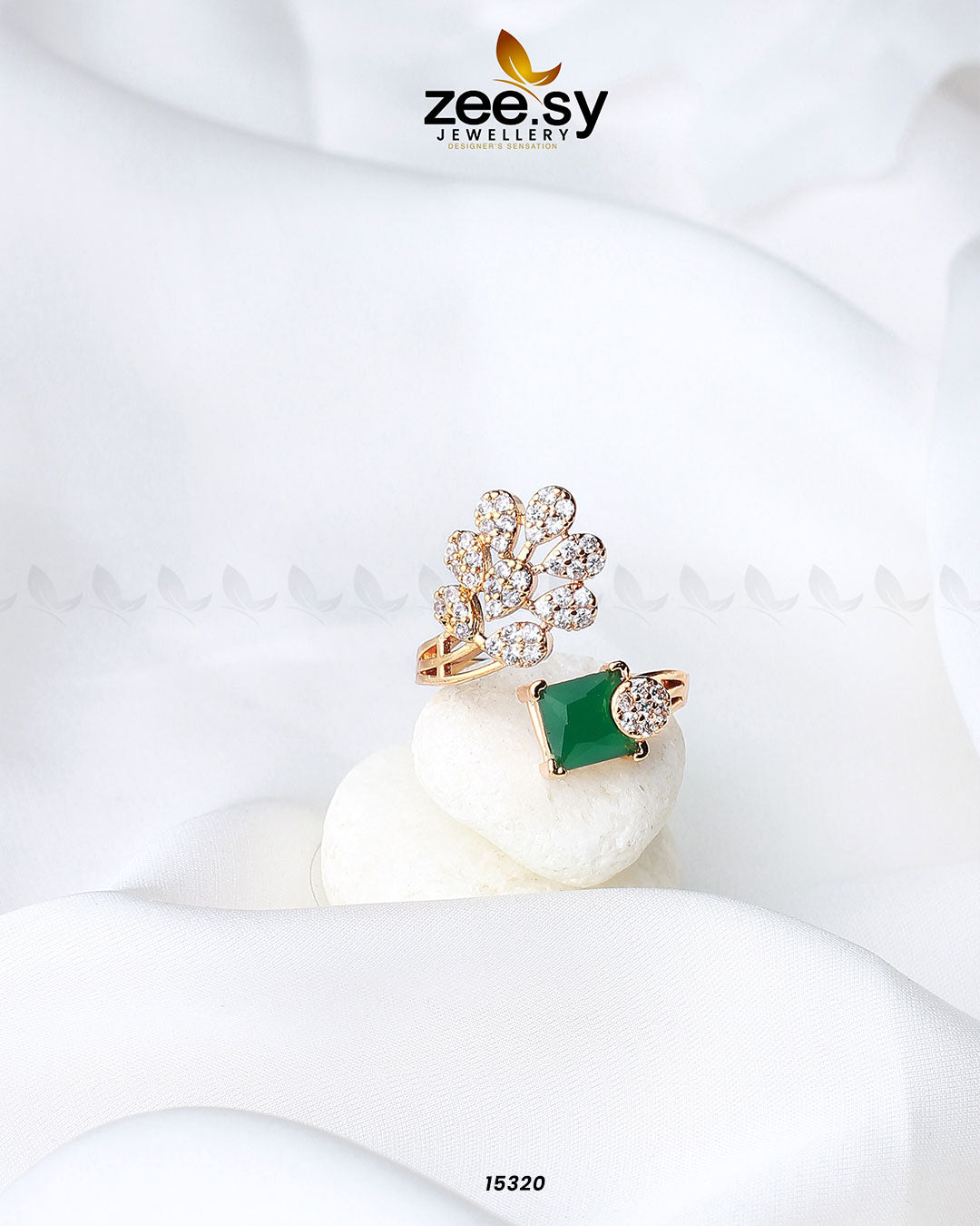 Delicate Leaf Ring - by - Libasekhas UK - Registered Vendor of : Zeesy - 100% Original Designer Dresss