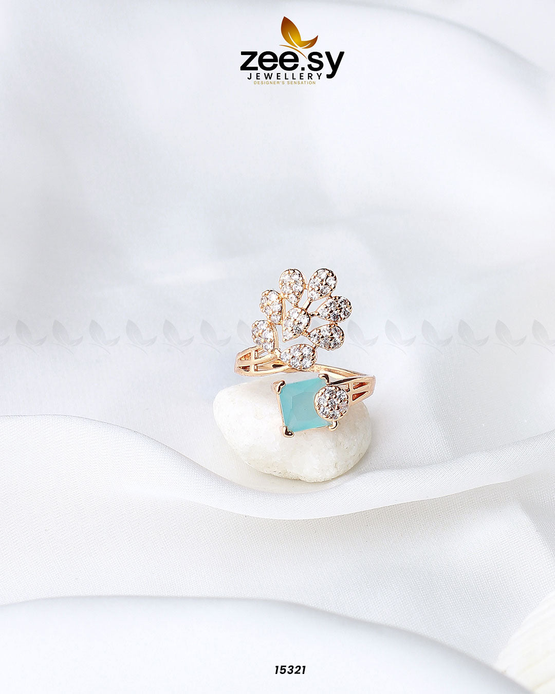 Delicate Leaf Ring - by - Libasekhas UK - Registered Vendor of : Zeesy - 100% Original Designer Dresss
