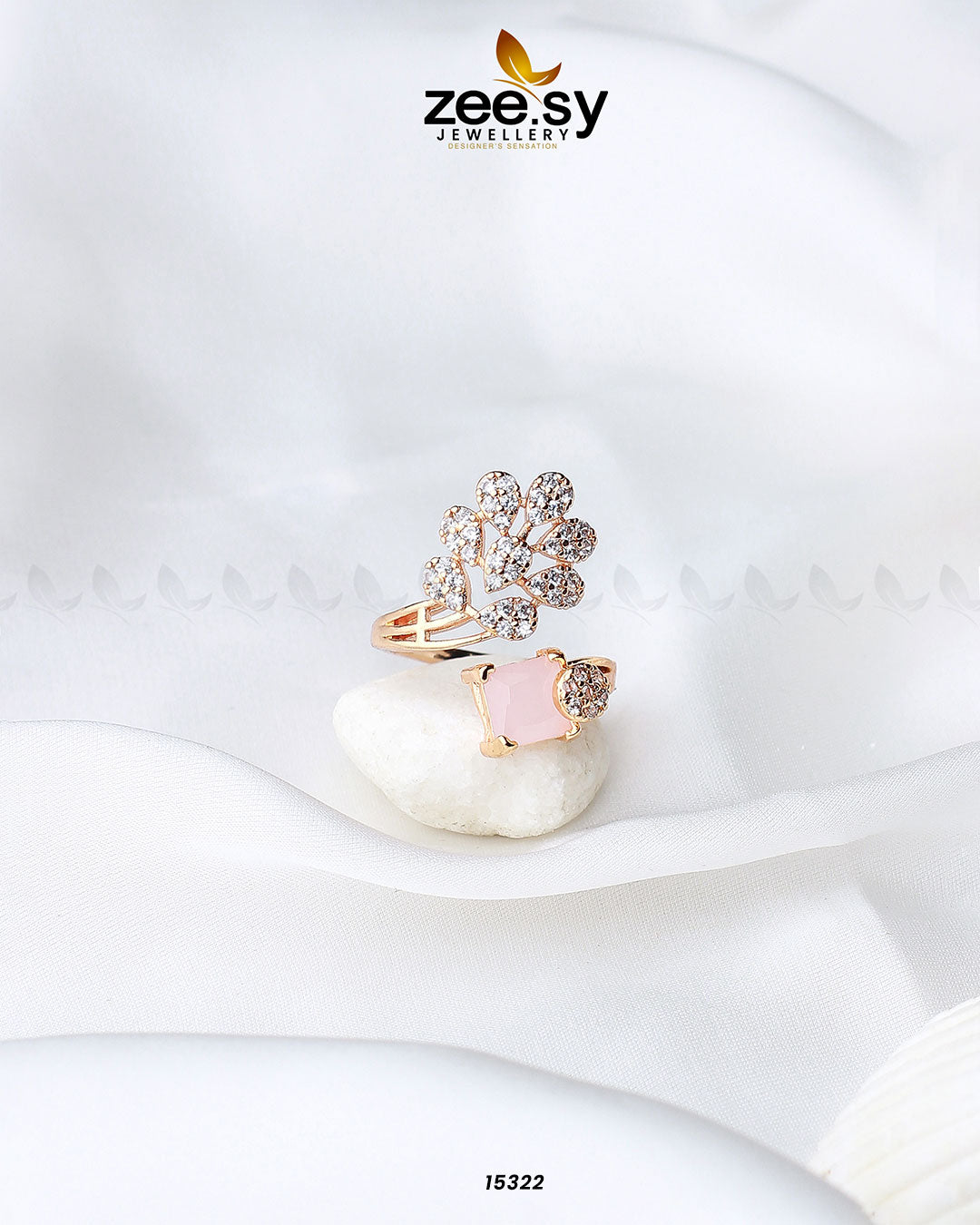 Delicate Leaf Ring - by - Libasekhas UK - Registered Vendor of : Zeesy - 100% Original Designer Dresss