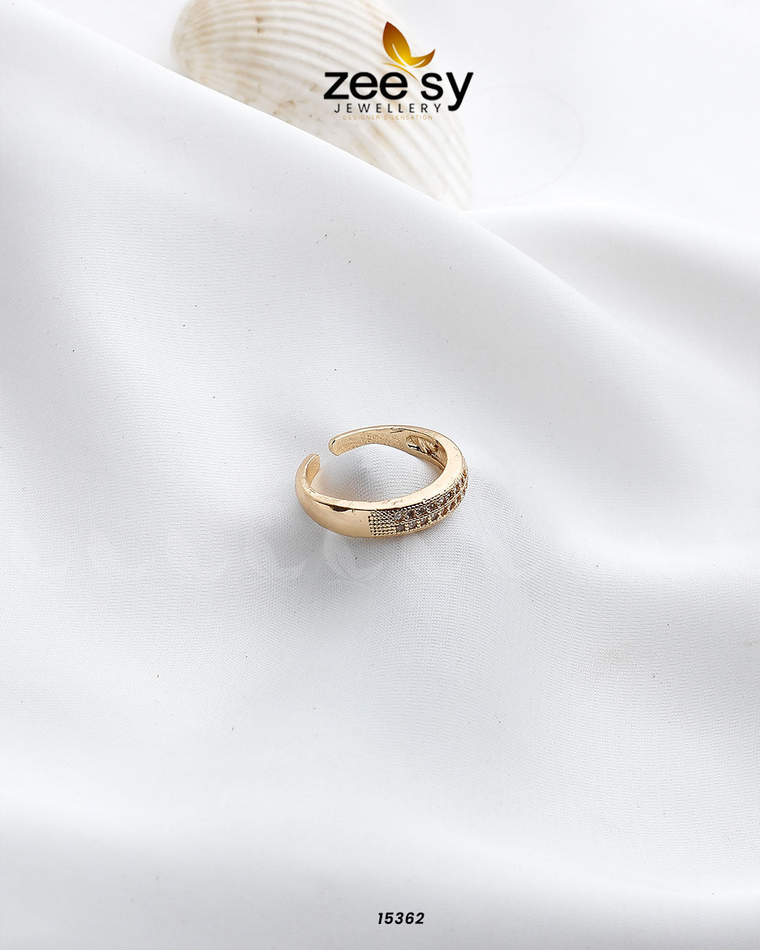 Frond Ring - by - Libasekhas UK - Registered Vendor of : Zeesy - 100% Original Designer Dresss