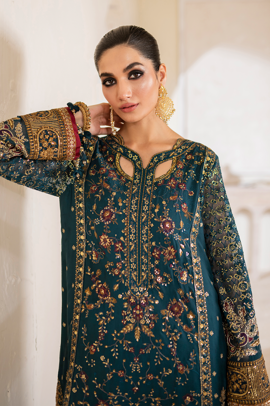 Iznik | Chinnon Chiffon | CC-46 Embroidered Chiffon - by - Libasekhas UK - Registered Vendor of : Iznik - 100% Original Designer Dresss