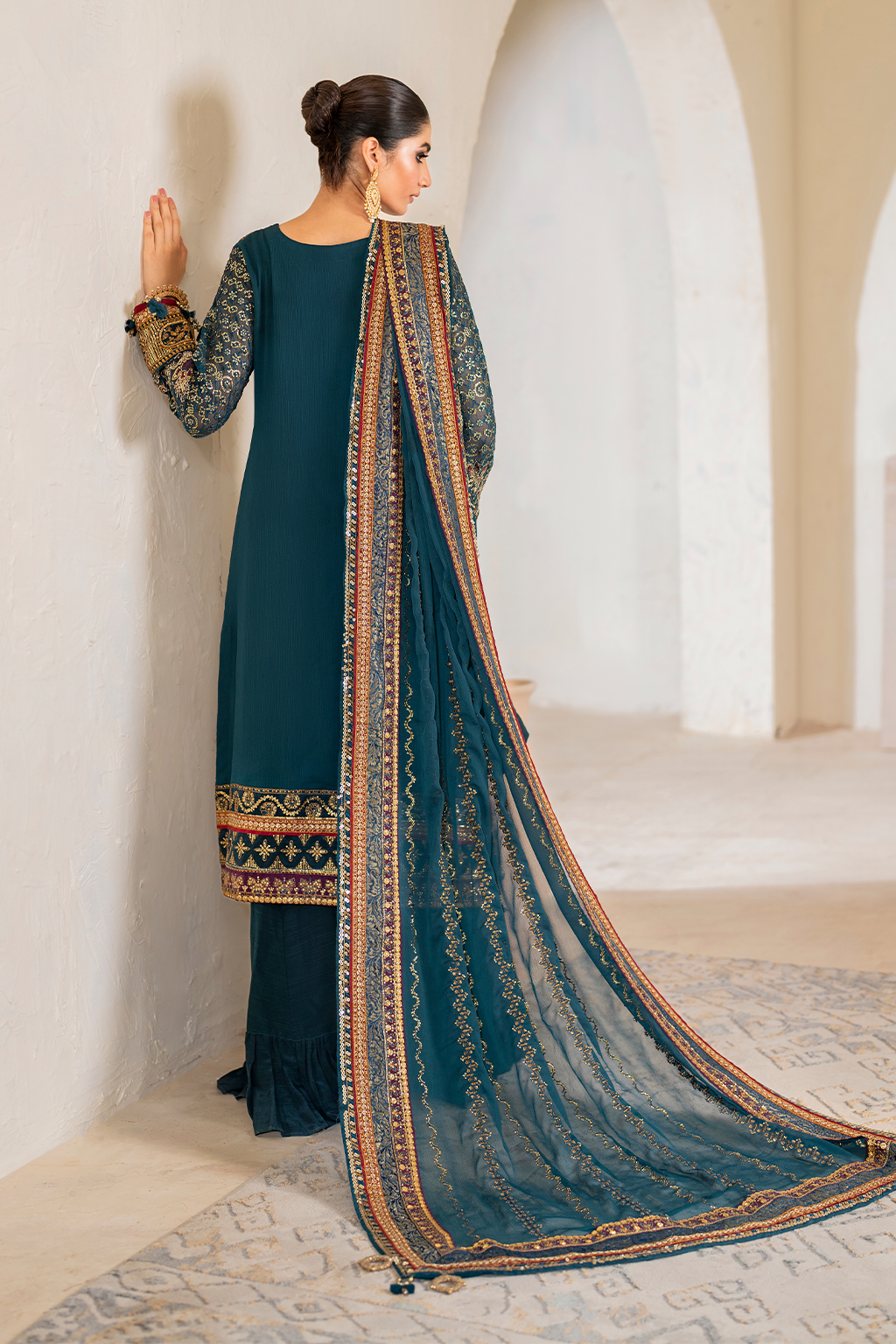Iznik | Chinnon Chiffon | CC-46 Embroidered Chiffon - by - Libasekhas UK - Registered Vendor of : Iznik - 100% Original Designer Dresss