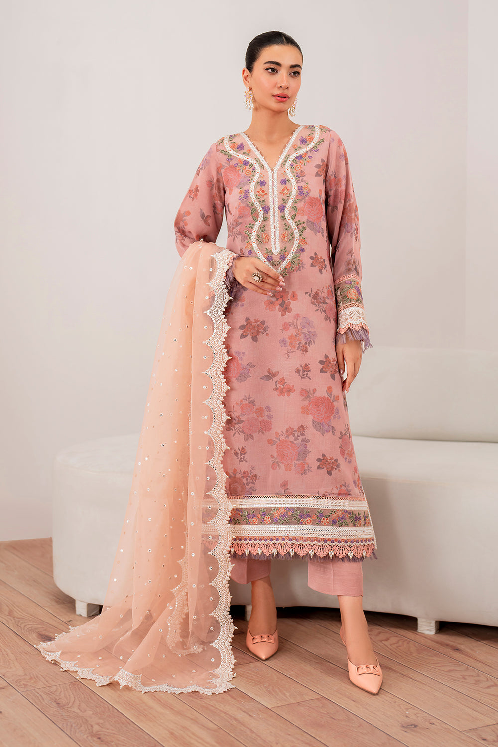 Baroque | Formals Collection | EMBROIDERED CHIFFON UF-705 - by Libasekhas UK - Registered Vendor of : Baroque - 100% Original Designer Dress
