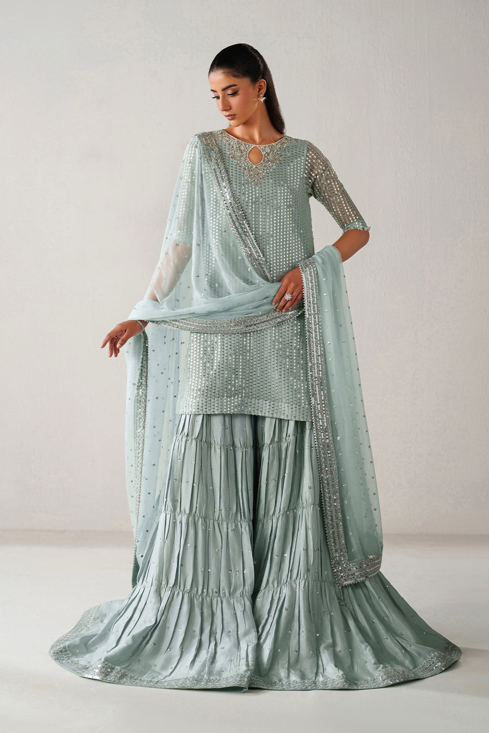 Baroque | Formals Collection | EMBROIDERED CHIFFON UF-4389 - by Libasekhas UK - Registered Vendor of : Baroque - 100% Original Designer Dress