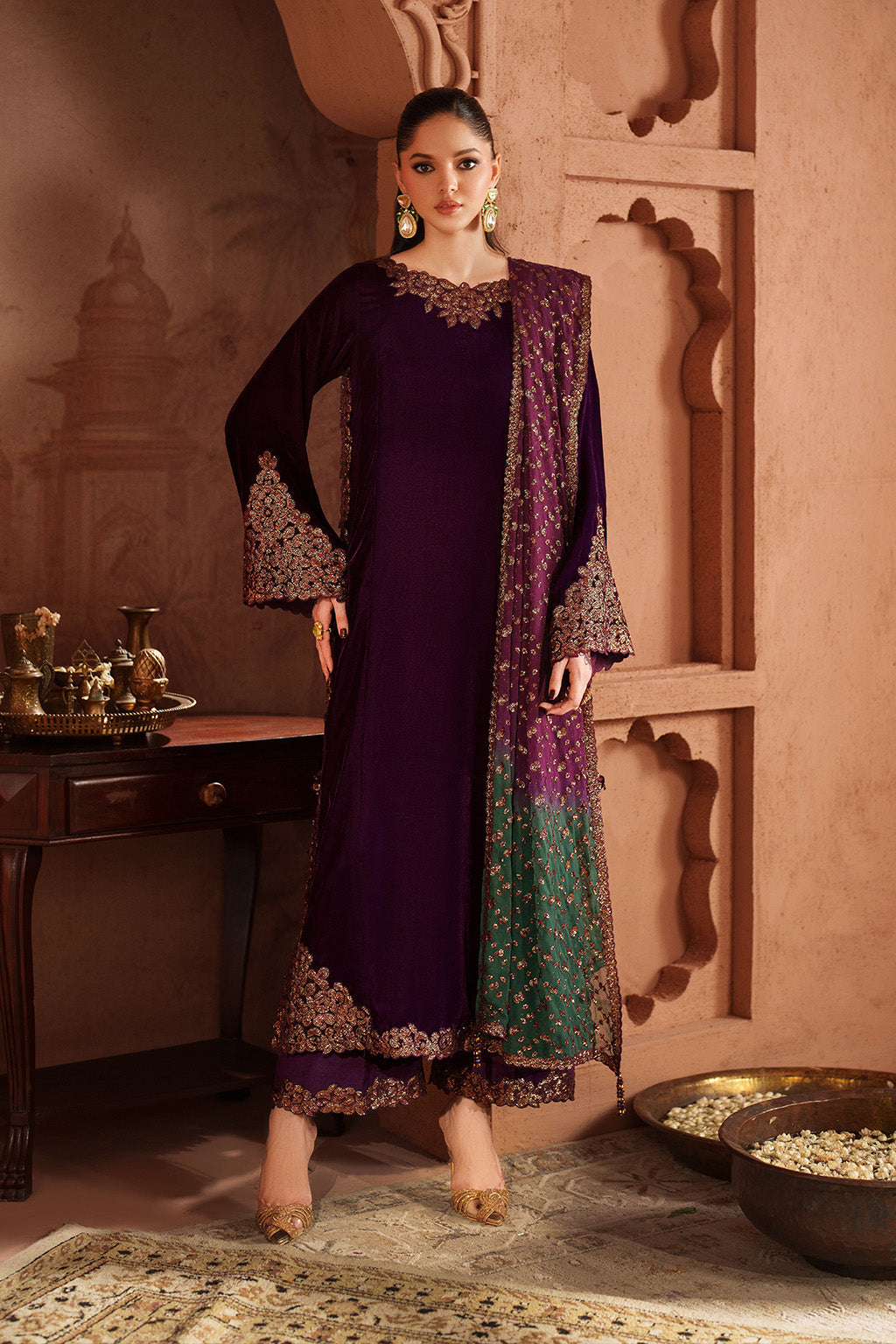Iznik | Velvet 25 | IV-57 Embroidered Velvet - by Libasekhas UK - Registered Vendor of : Iznik - 100% Original Designer Dress