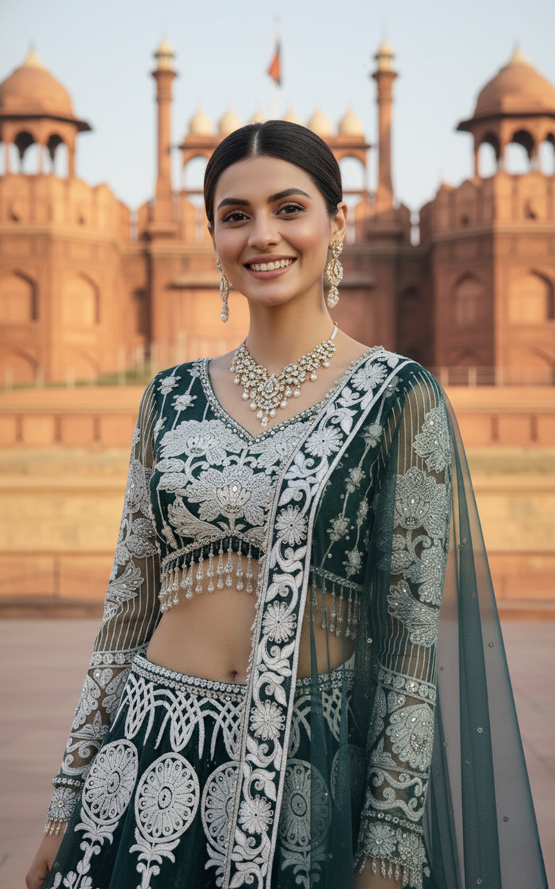 Threads and Motifs | Formal Outfits | Blouse With Lehenga - by Libasekhas UK - Registered Vendor of : Threads and Motifs - 100% Original Designer Dress