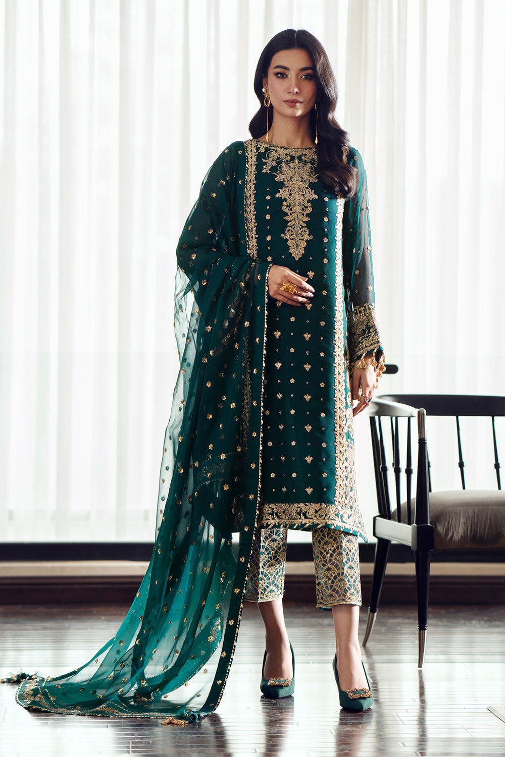 Baroque | Formals Collection | EMBROIDERED CHIFFON UF-505 - by Libasekhas UK - Registered Vendor of : Baroque - 100% Original Designer Dress