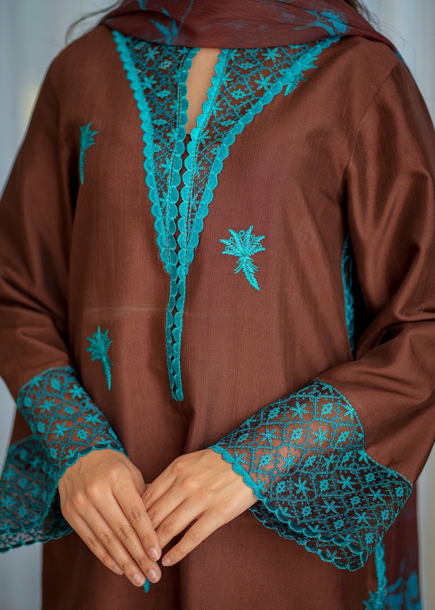 Fozia Khalid | Silk Spire | COCOA - by - Libasekhas UK - Registered Vendor of : Fozia Khalid - 100% Original Designer Dresss