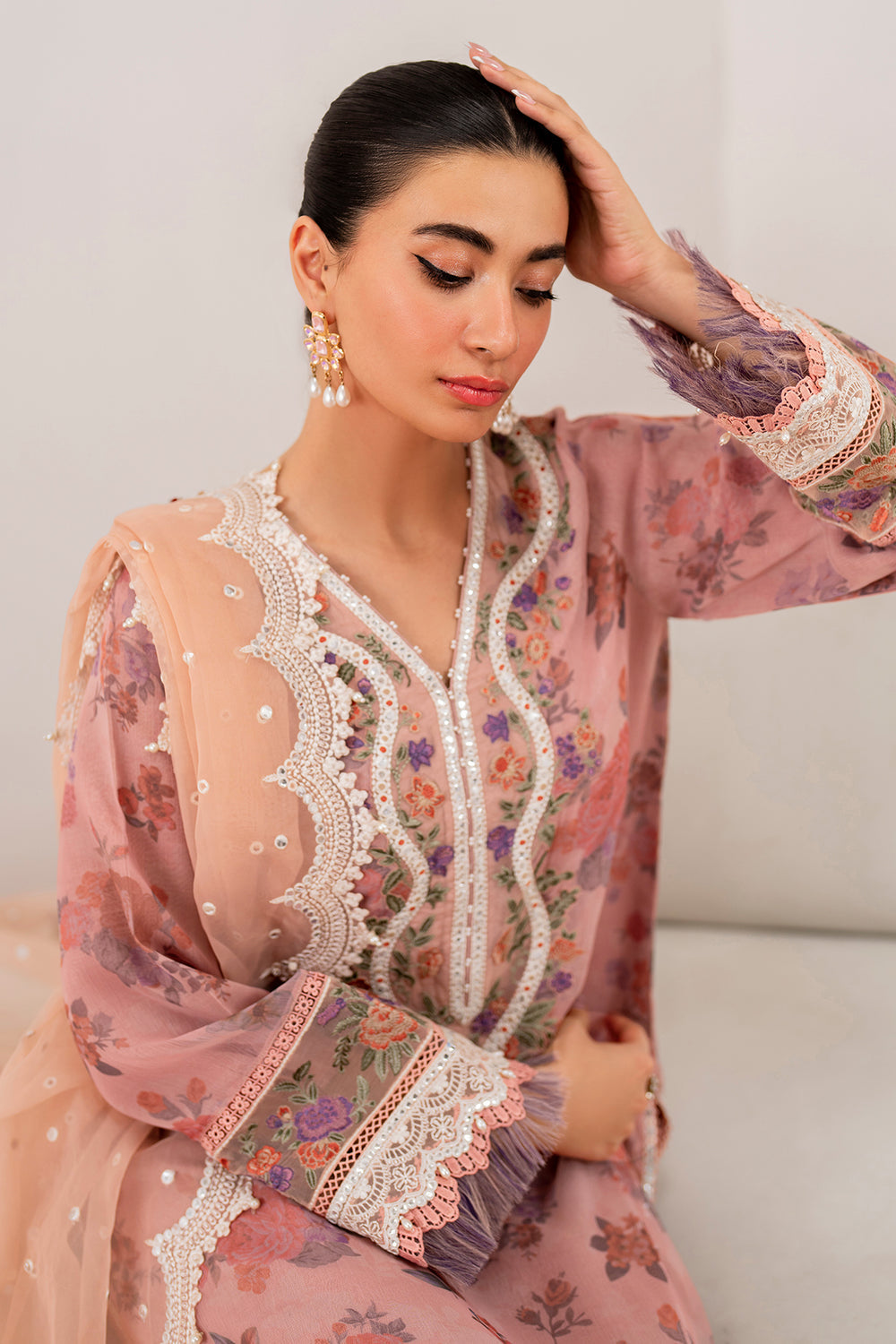 Baroque | Formals Collection | EMBROIDERED CHIFFON UF-705 - by Libasekhas UK - Registered Vendor of : Baroque - 100% Original Designer Dress