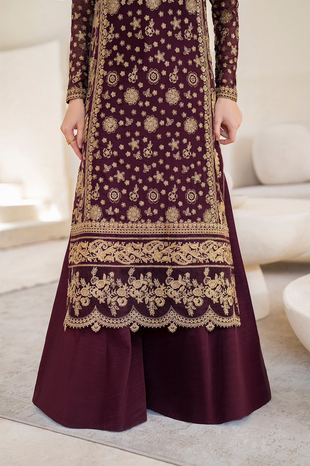 Iznik | Chinnon Chiffon | CC-42 Embroidered Chiffon - by - Libasekhas UK - Registered Vendor of : Iznik - 100% Original Designer Dresss