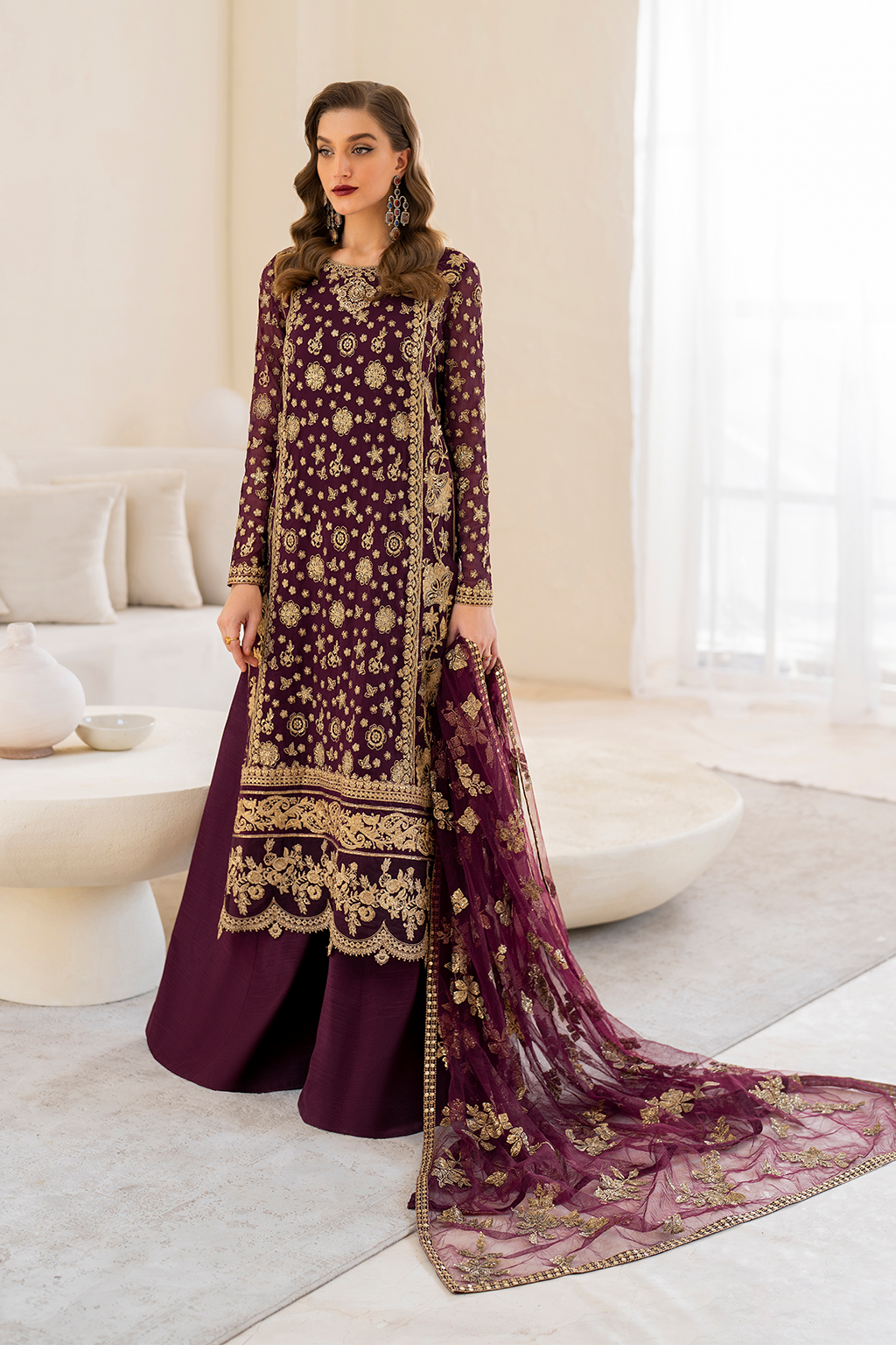 Iznik | Chinnon Chiffon | CC-42 Embroidered Chiffon - by - Libasekhas UK - Registered Vendor of : Iznik - 100% Original Designer Dresss