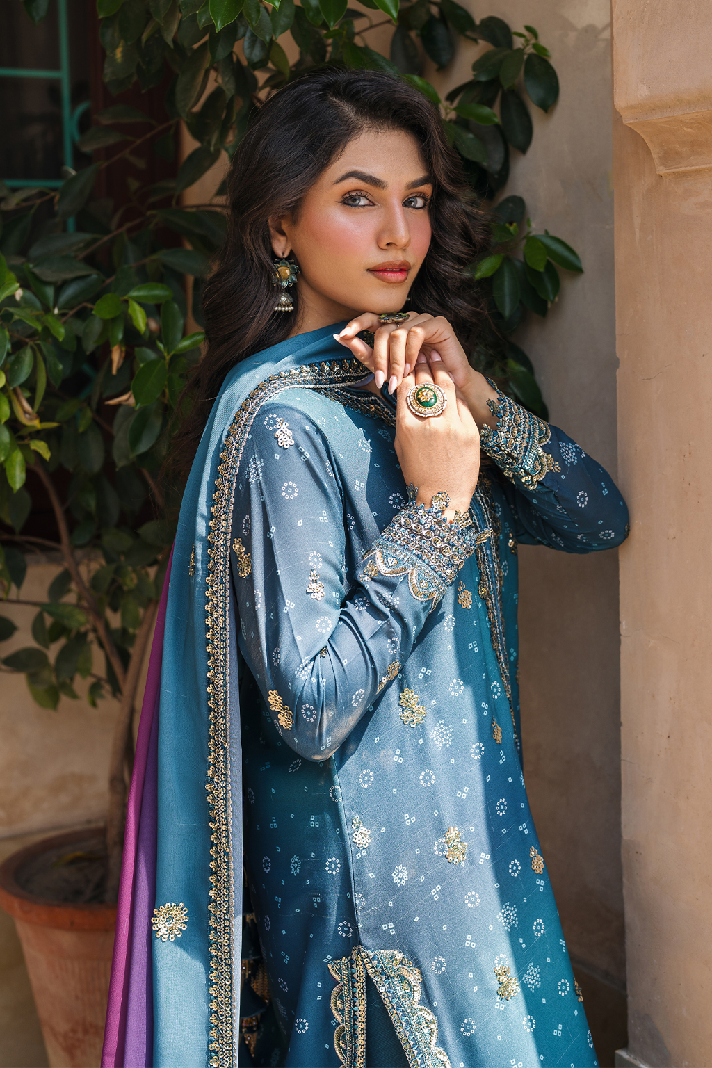 Iznik | Bandhani Formals | UE-335 - by - Libasekhas UK - Registered Vendor of : Iznik - 100% Original Designer Dresss