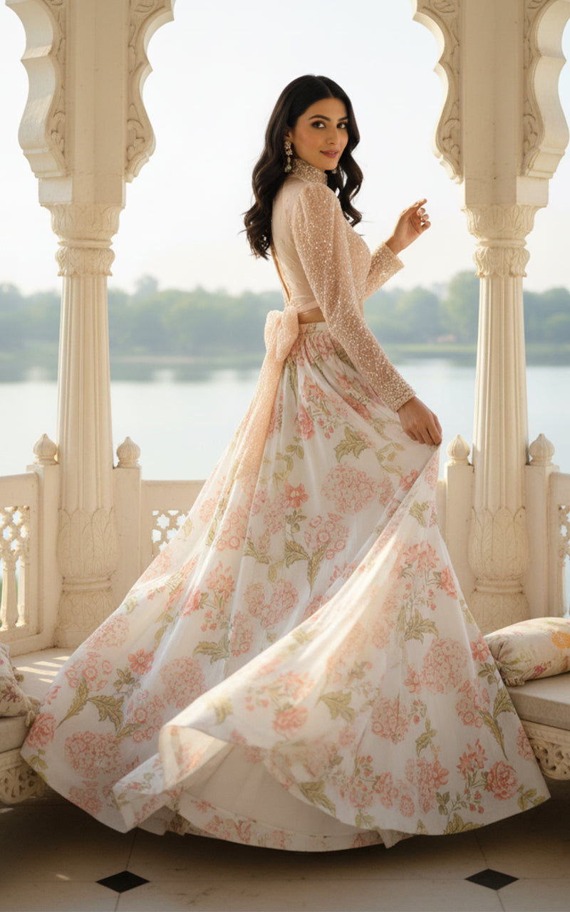 Threads and Motifs | Formal Outfits | Blouse With Printed Lehenga - by Libasekhas UK - Registered Vendor of : Threads and Motifs - 100% Original Designer Dress