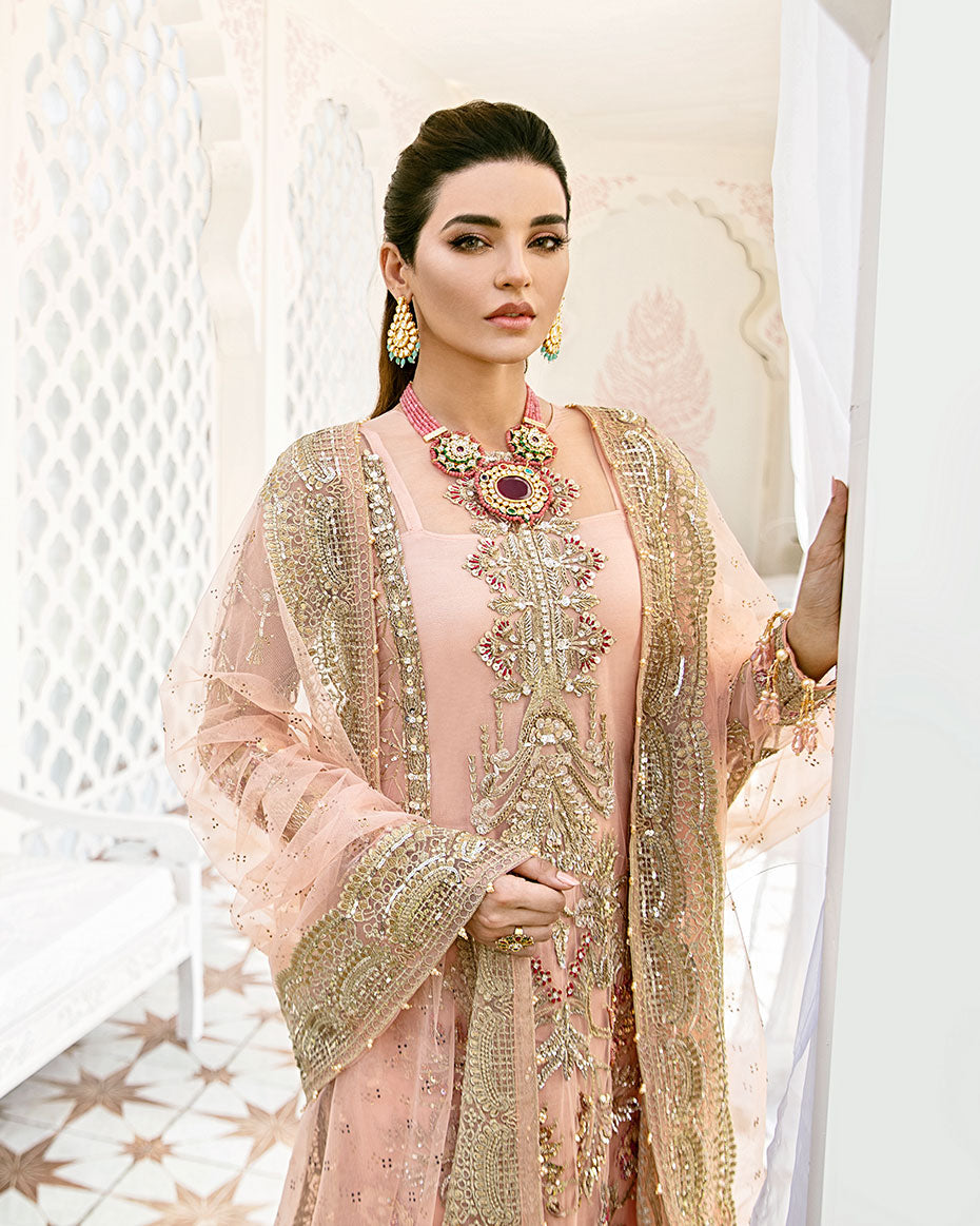 Gulaal | Wedding Formals | VOIR EMBROIDERED NET 3-PIECE SUIT WS-07 - FLEUR DE ROSE WEDDING FORMALS - by - Libasekhas UK - Registered Vendor of : Gulaal - 100% Original Designer Dresss