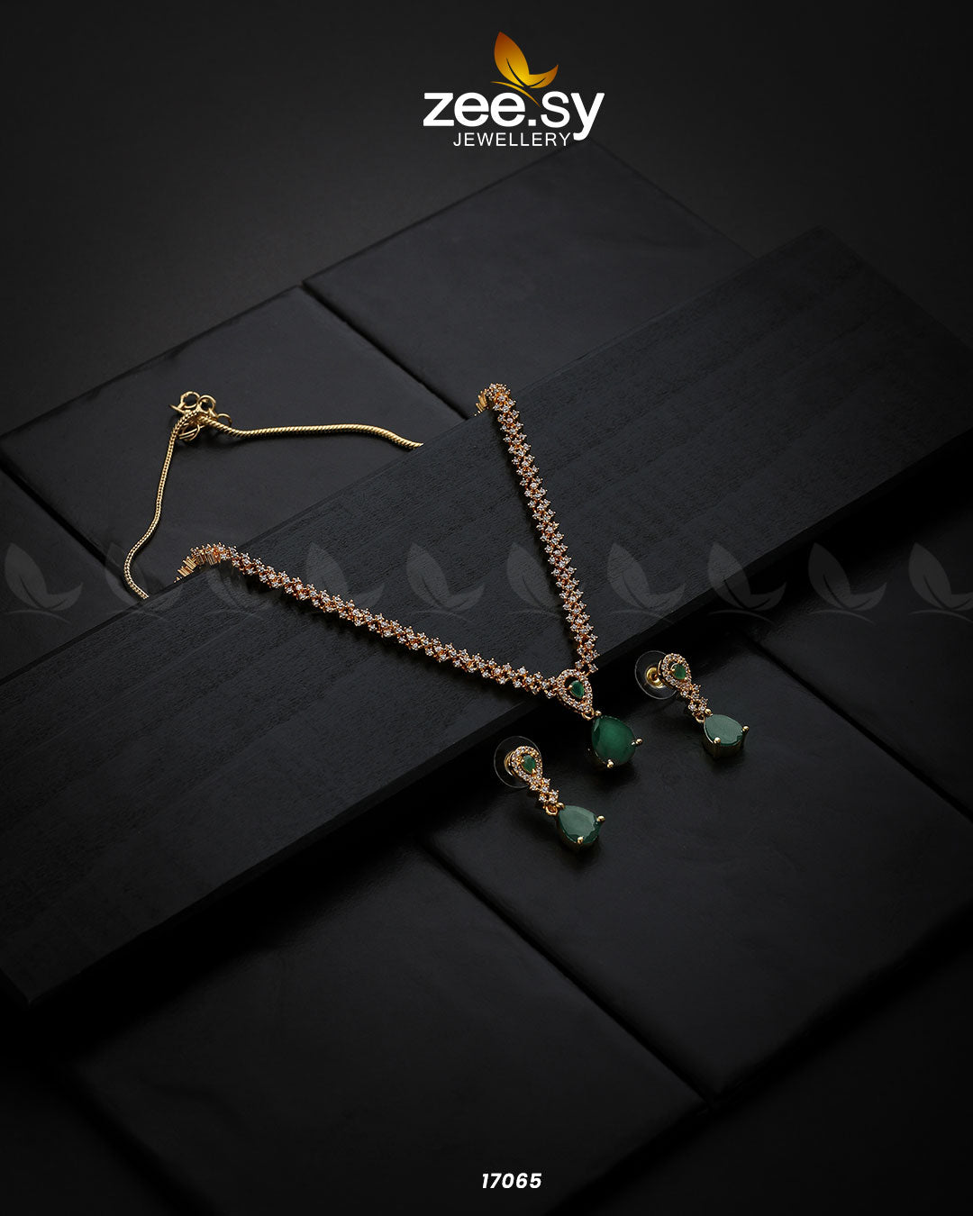 Nargis Zircon Necklace - by - Libasekhas UK - Registered Vendor of : Zeesy - 100% Original Designer Dresss