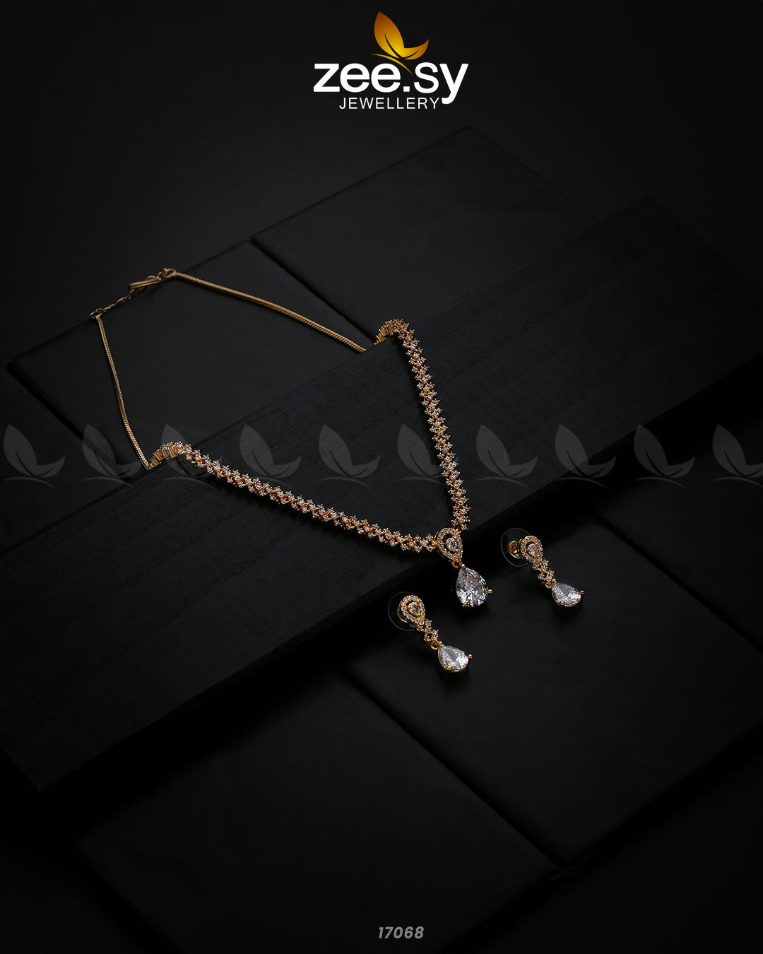 Nargis Zircon Necklace - by - Libasekhas UK - Registered Vendor of : Zeesy - 100% Original Designer Dresss