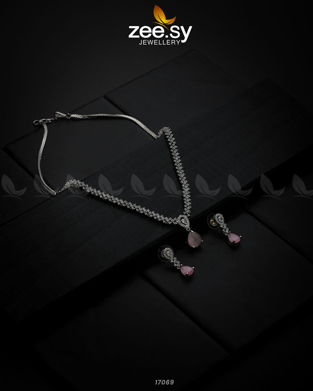 Nargis Zircon Necklace - by - Libasekhas UK - Registered Vendor of : Zeesy - 100% Original Designer Dresss