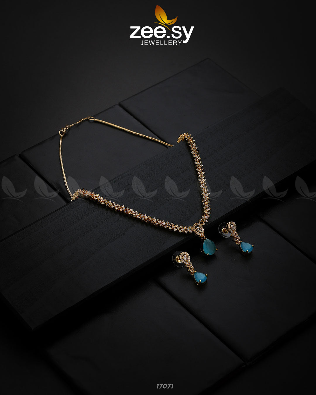 Nargis Zircon Necklace - by - Libasekhas UK - Registered Vendor of : Zeesy - 100% Original Designer Dresss
