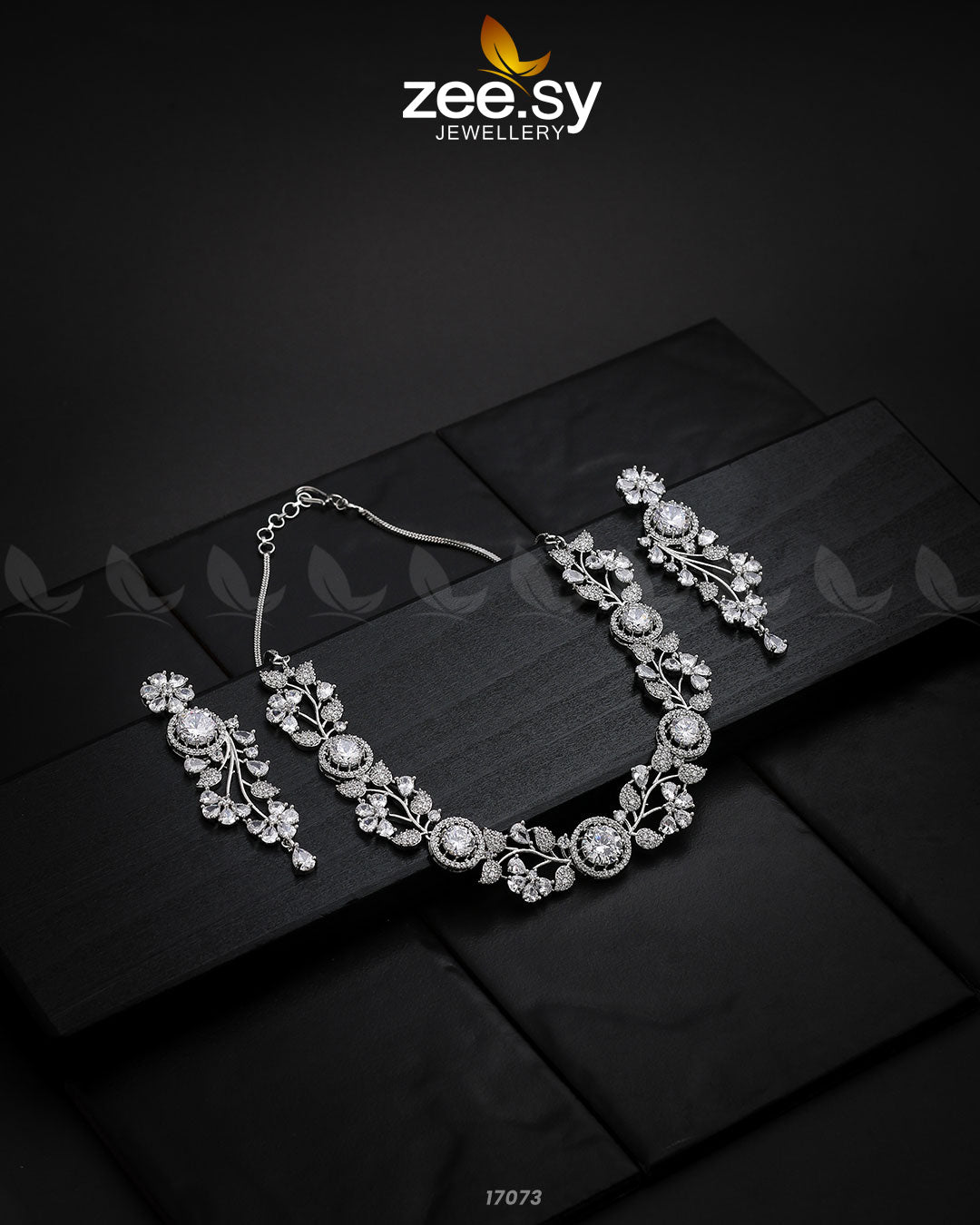 Noorani Zircon Necklace - by - Libasekhas UK - Registered Vendor of : Zeesy - 100% Original Designer Dresss