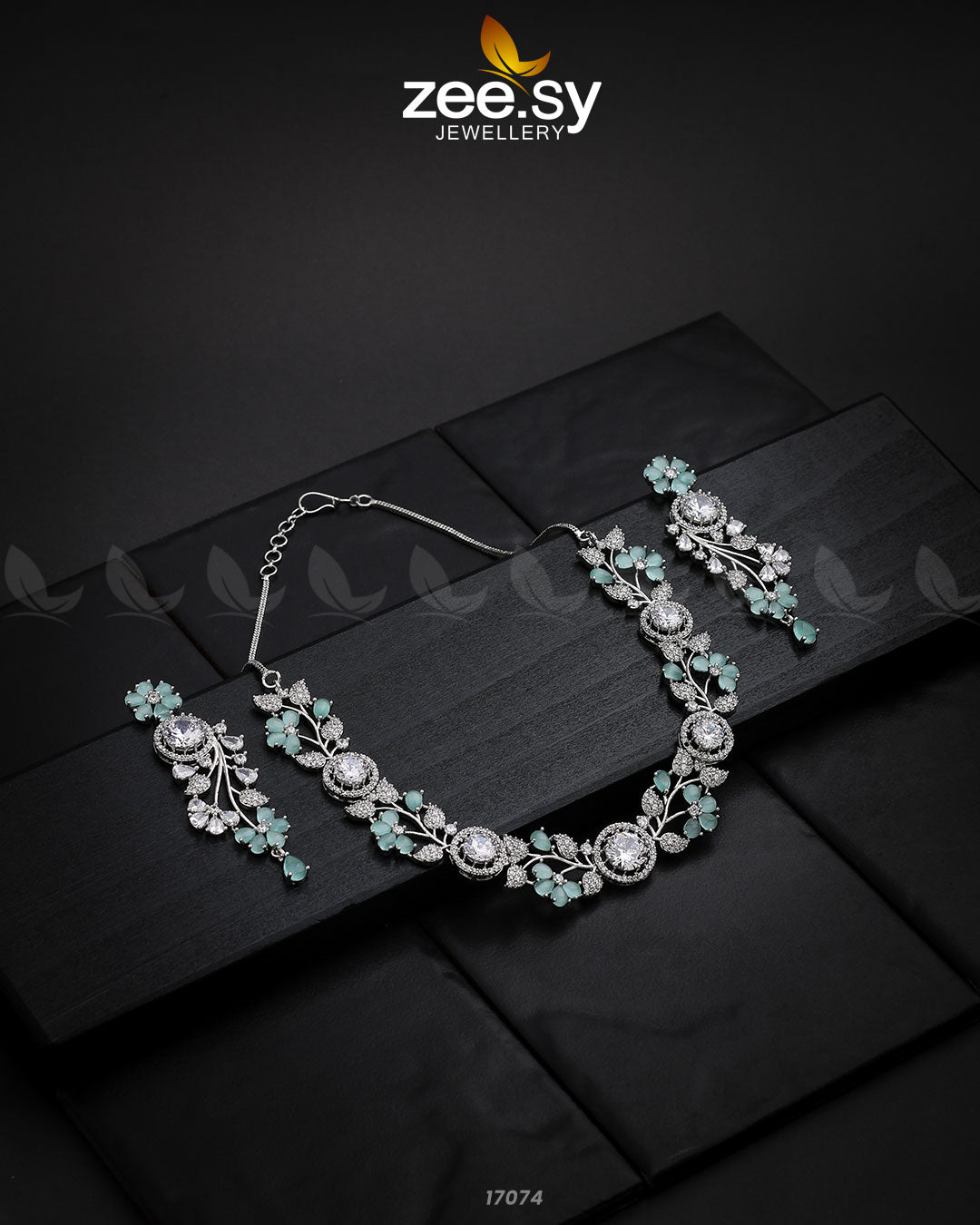 Noorani Zircon Necklace - by - Libasekhas UK - Registered Vendor of : Zeesy - 100% Original Designer Dresss