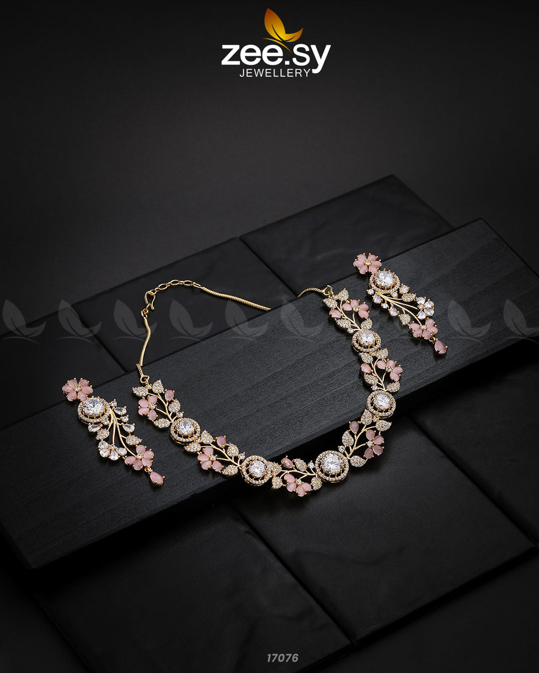 Noorani Zircon Necklace - by - Libasekhas UK - Registered Vendor of : Zeesy - 100% Original Designer Dresss