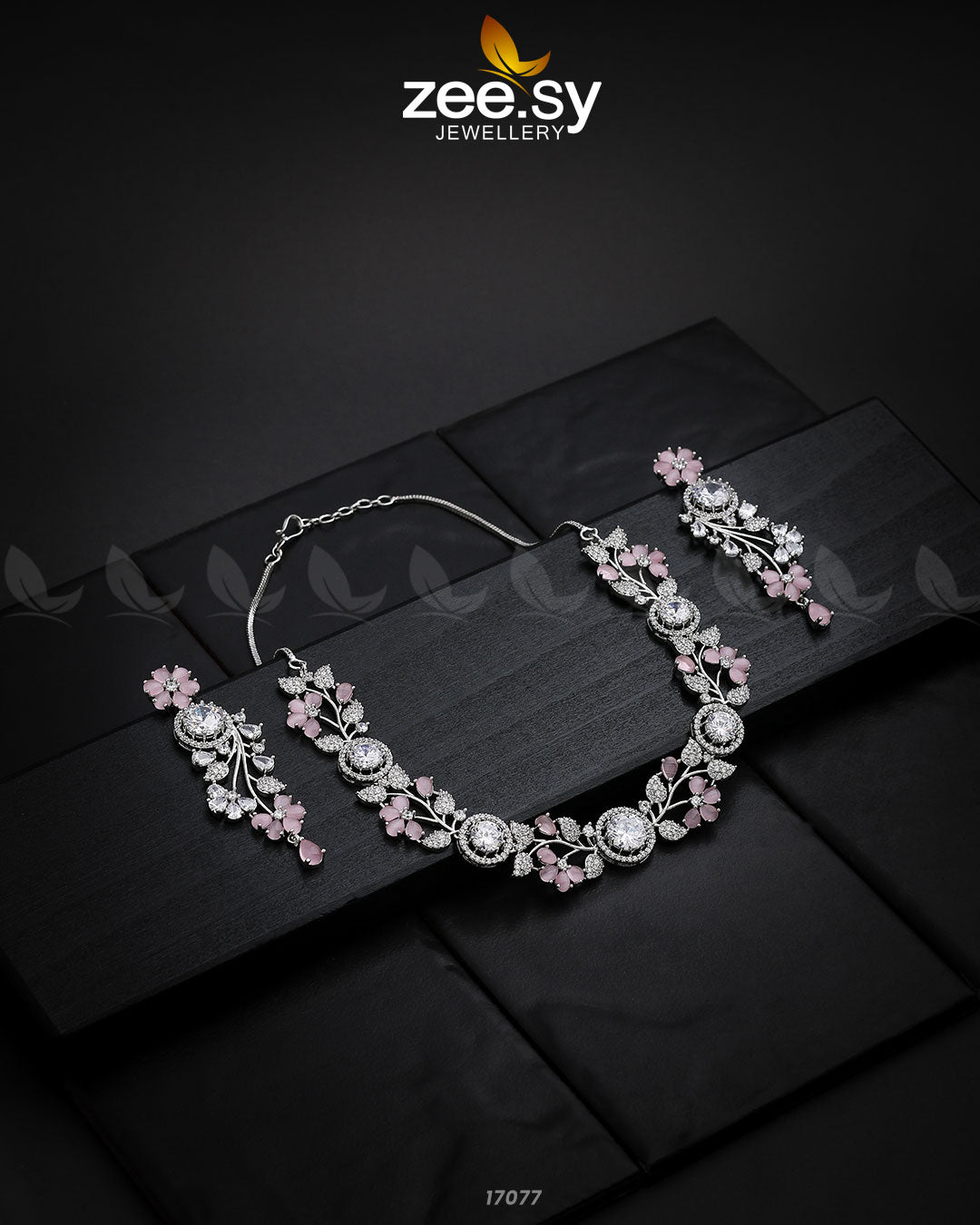 Noorani Zircon Necklace - by - Libasekhas UK - Registered Vendor of : Zeesy - 100% Original Designer Dresss