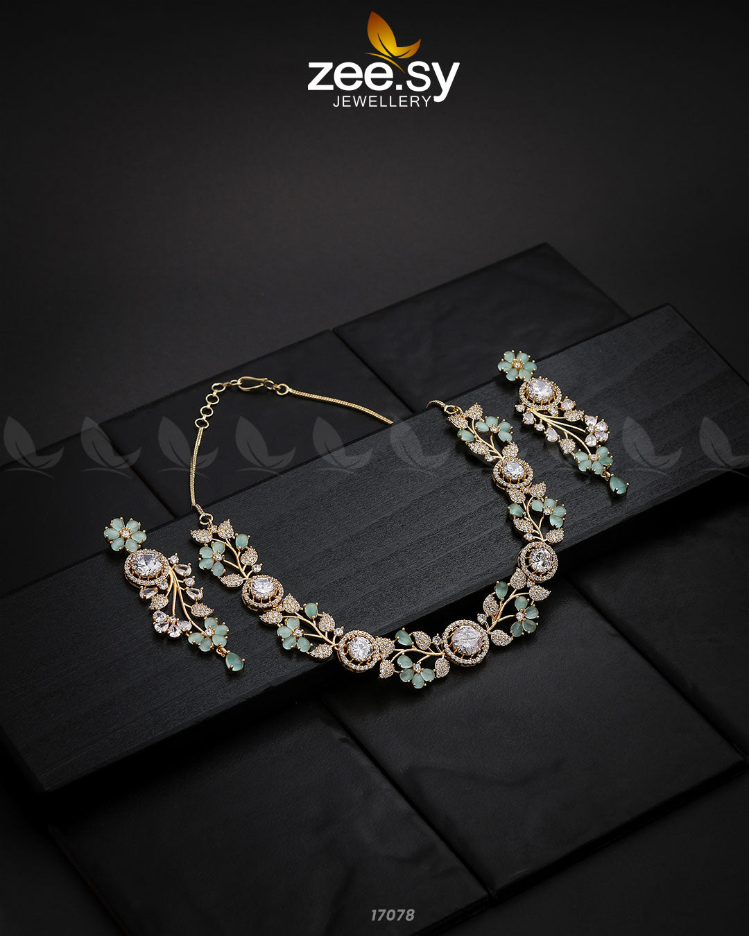 Noorani Zircon Necklace - by - Libasekhas UK - Registered Vendor of : Zeesy - 100% Original Designer Dresss
