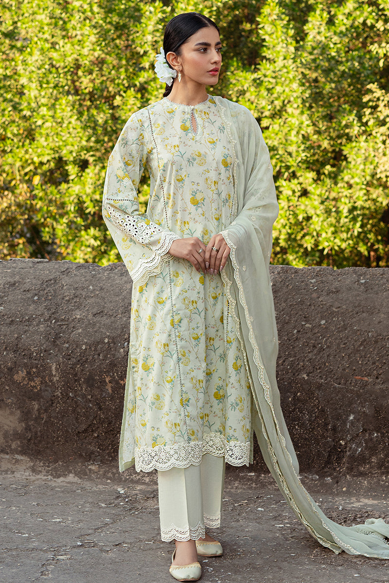 Cross Stitch | Premium Lawn 24 | LIME PRIMROSE - by - Libasekhas UK - Registered Vendor of : Cross Stitch - 100% Original Designer Dresss