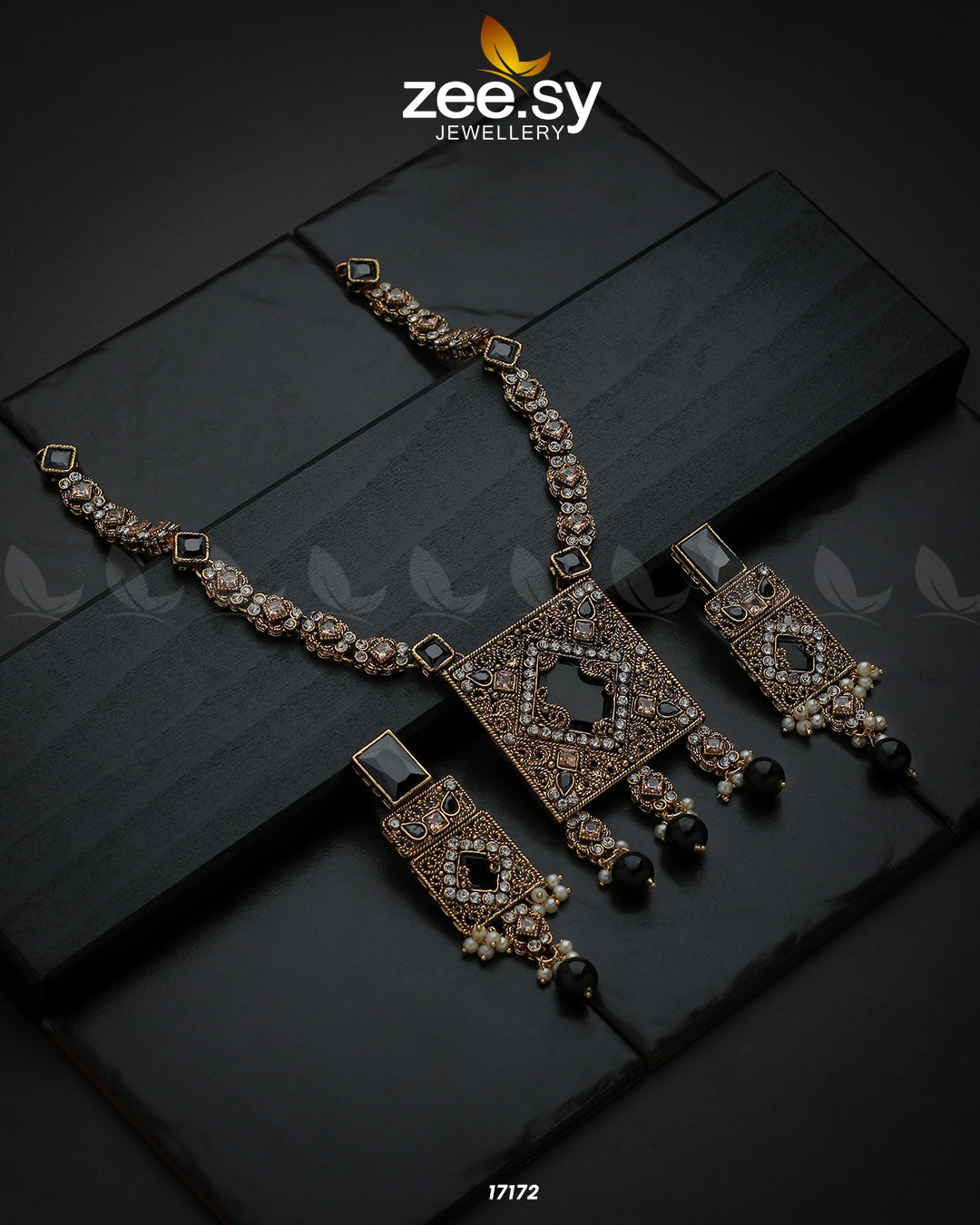 Captivating Crystals Necklace - by - Libasekhas UK - Registered Vendor of : Zeesy - 100% Original Designer Dresss