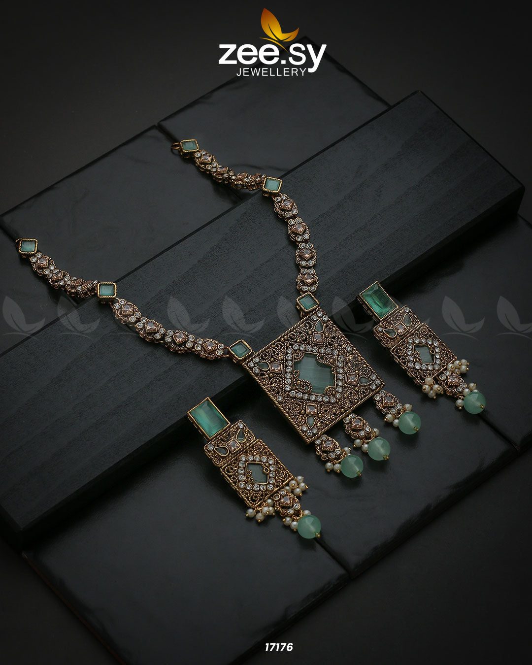 Captivating Crystals Necklace - by - Libasekhas UK - Registered Vendor of : Zeesy - 100% Original Designer Dresss