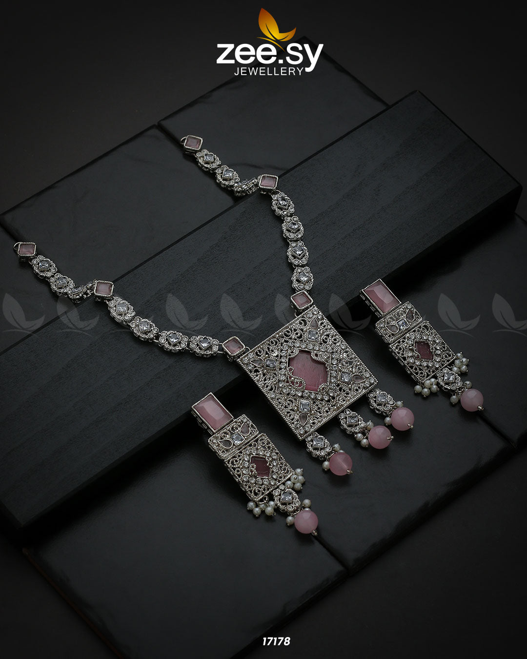 Captivating Crystals Necklace - by - Libasekhas UK - Registered Vendor of : Zeesy - 100% Original Designer Dresss