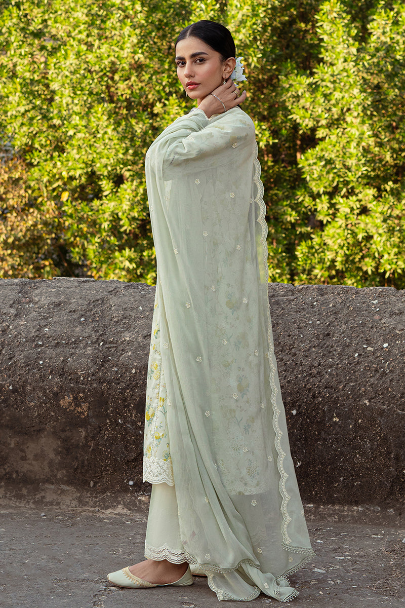 Cross Stitch | Premium Lawn 24 | LIME PRIMROSE - by - Libasekhas UK - Registered Vendor of : Cross Stitch - 100% Original Designer Dresss
