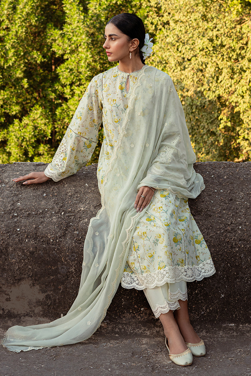 Cross Stitch | Premium Lawn 24 | LIME PRIMROSE - by - Libasekhas UK - Registered Vendor of : Cross Stitch - 100% Original Designer Dresss