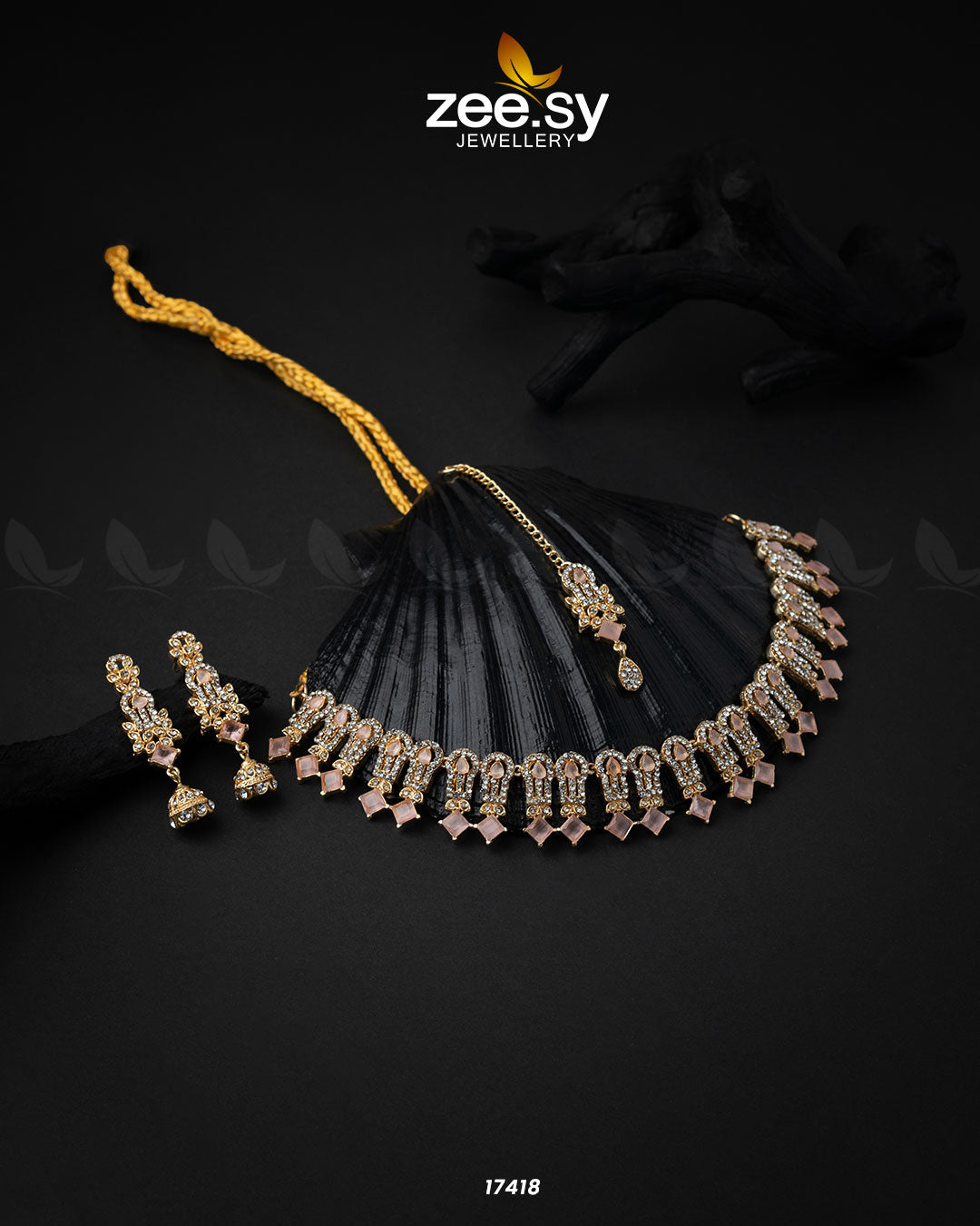 Classic Zircon Necklace - by - Libasekhas UK - Registered Vendor of : Zeesy - 100% Original Designer Dresss