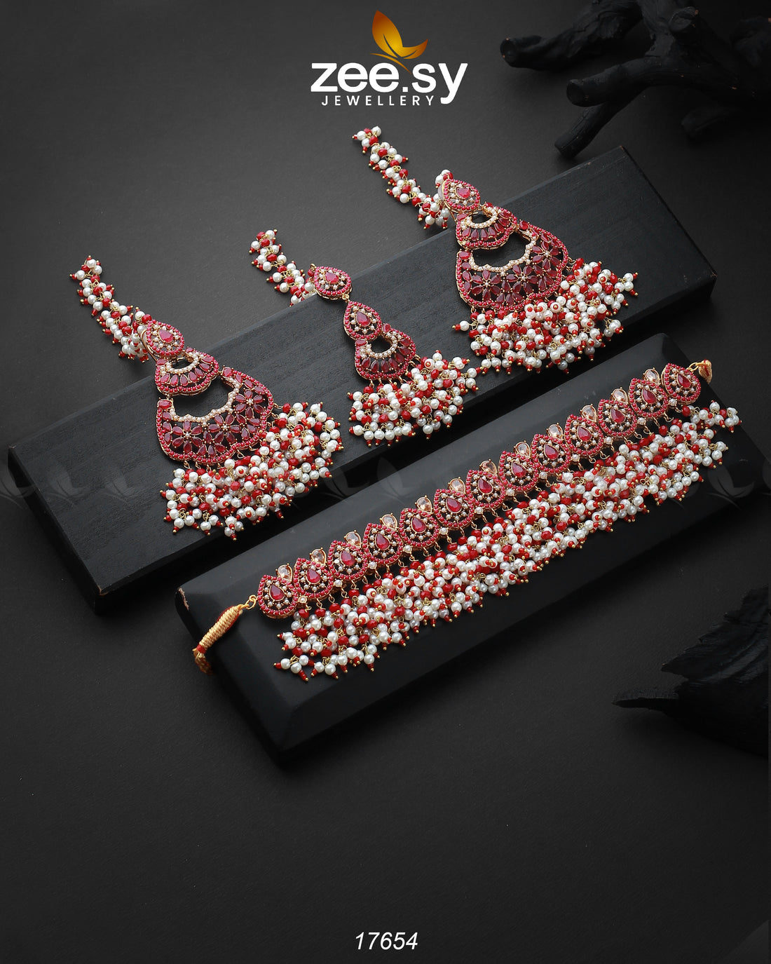 Amaira Chokar Necklace Set - by - Libasekhas UK - Registered Vendor of : Zeesy - 100% Original Designer Dresss
