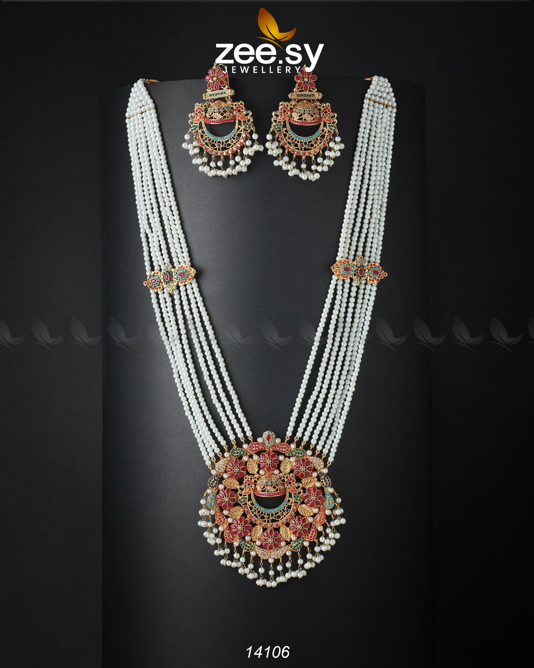 Cascading Mala Necklace - by - Libasekhas UK - Registered Vendor of : Zeesy - 100% Original Designer Dresss