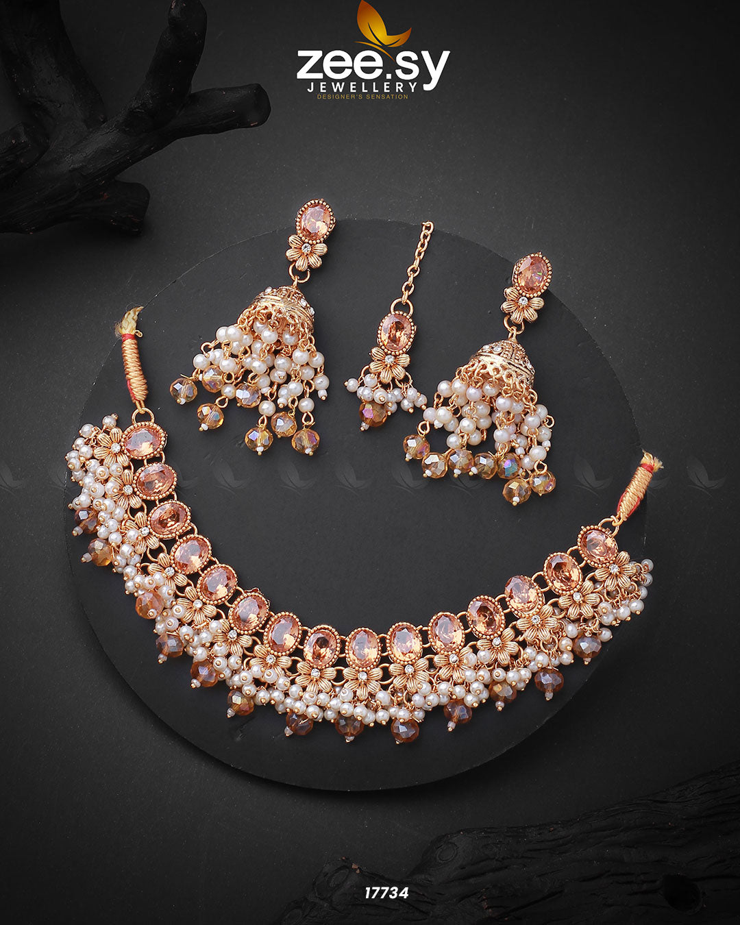 Celosia Necklace - by - Libasekhas UK - Registered Vendor of : Zeesy - 100% Original Designer Dresss