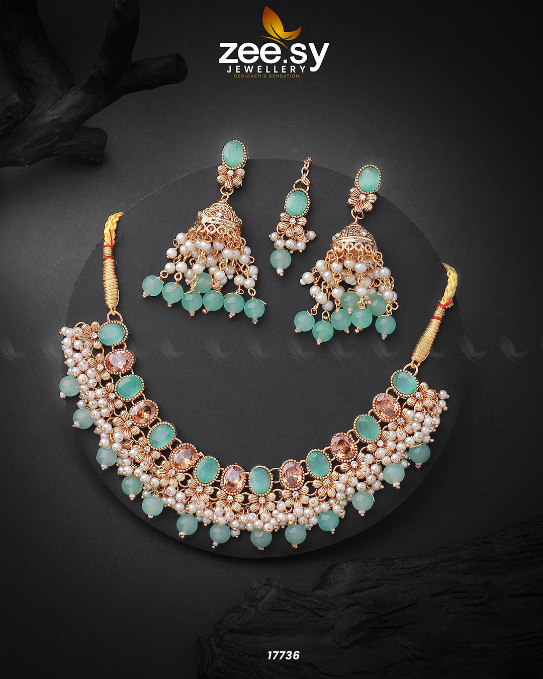 Celosia Necklace - by - Libasekhas UK - Registered Vendor of : Zeesy - 100% Original Designer Dresss