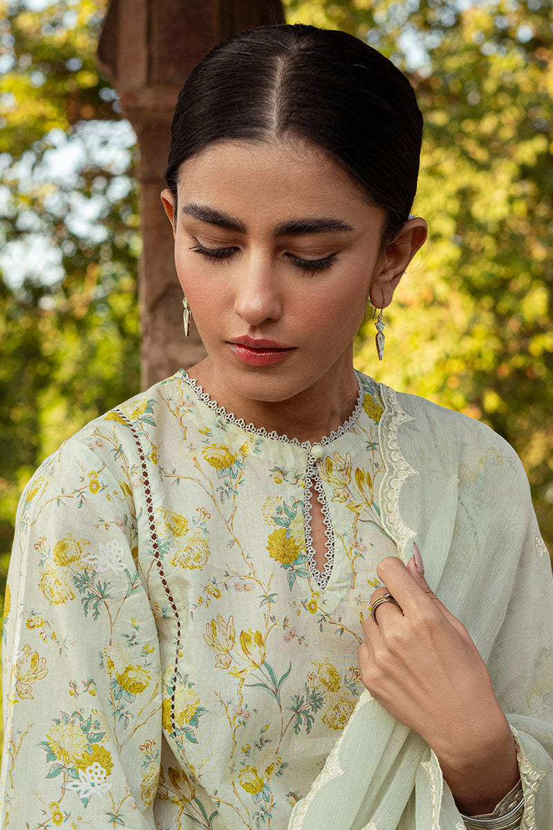 Cross Stitch | Premium Lawn 24 | LIME PRIMROSE - by - Libasekhas UK - Registered Vendor of : Cross Stitch - 100% Original Designer Dresss