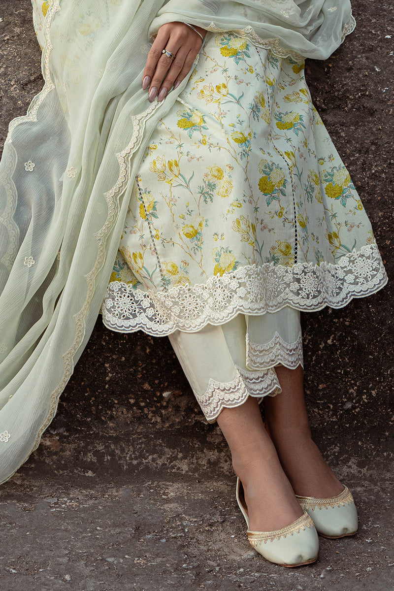 Cross Stitch | Premium Lawn 24 | LIME PRIMROSE - by - Libasekhas UK - Registered Vendor of : Cross Stitch - 100% Original Designer Dresss
