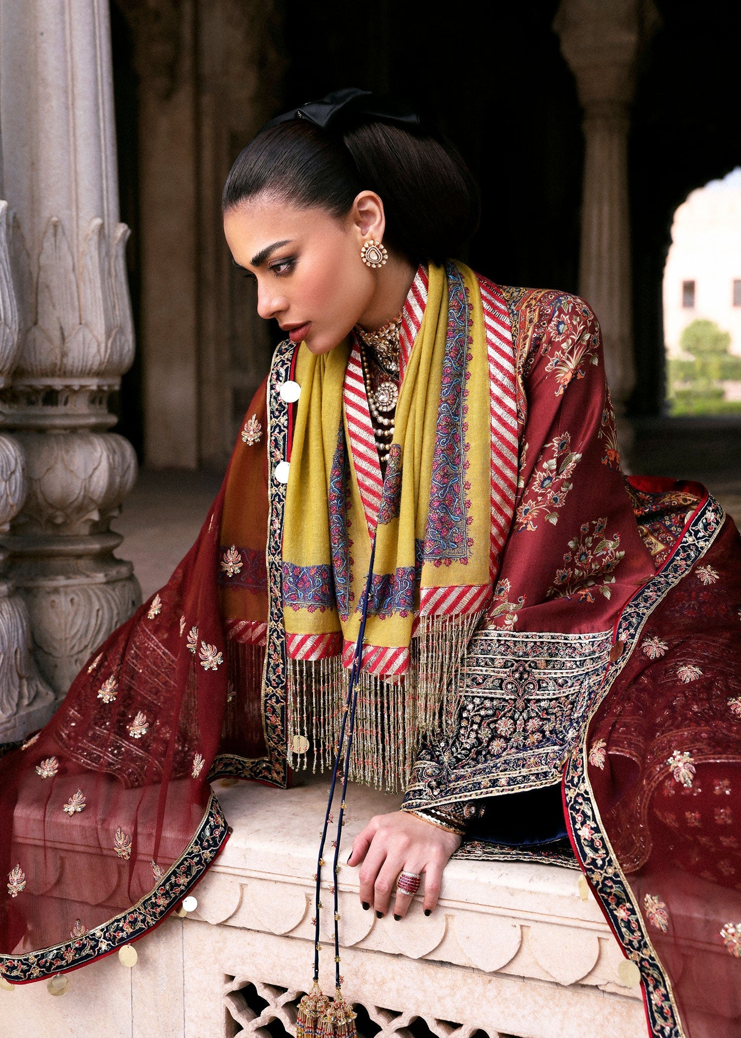 Hussain Rehar | Luxury Pret AW 25 | Brickelle - by Libasekhas UK - Registered Vendor of : Hussain Rehar - 100% Original Designer Dress