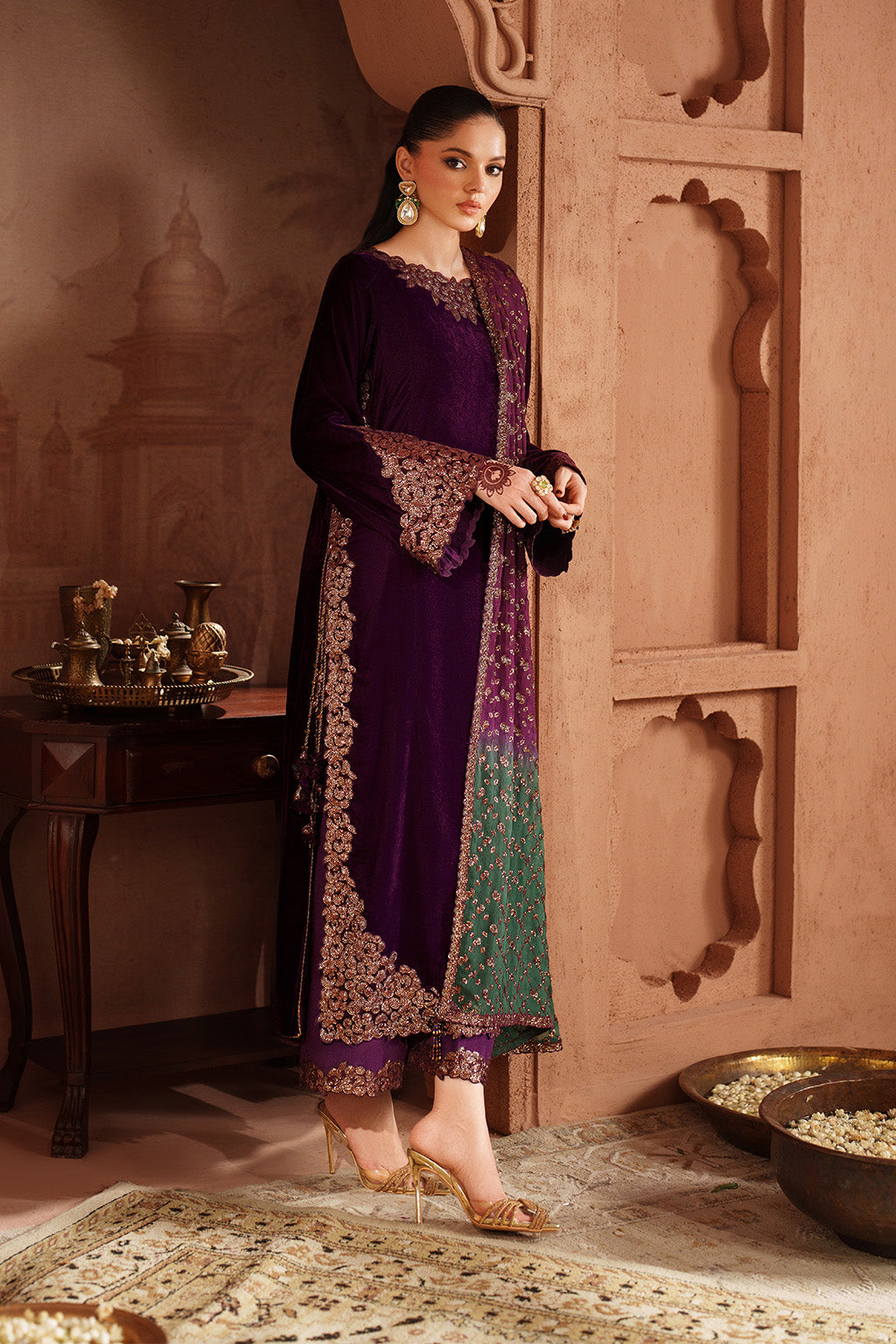 Iznik | Velvet 25 | IV-57 Embroidered Velvet - by Libasekhas UK - Registered Vendor of : Iznik - 100% Original Designer Dress