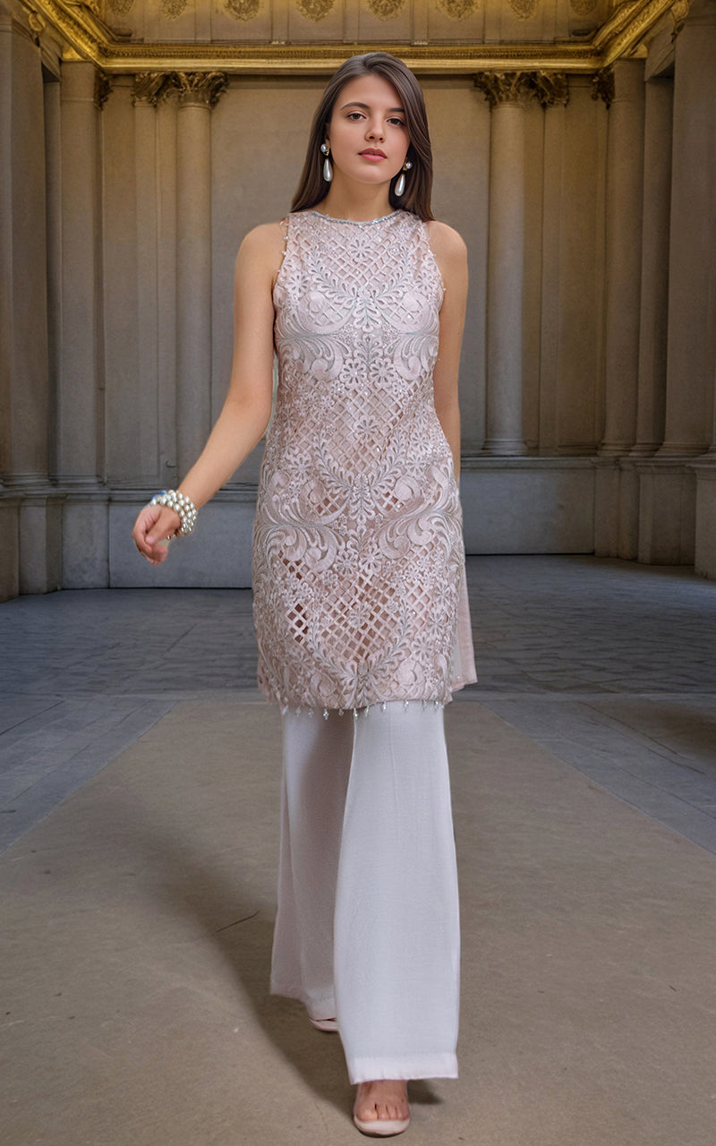 Threads and Motifs | Formal Dresses 25 | Organza Embroidered Shirt - by Libasekhas UK - Registered Vendor of : Threads and Motifs - 100% Original Designer Dress